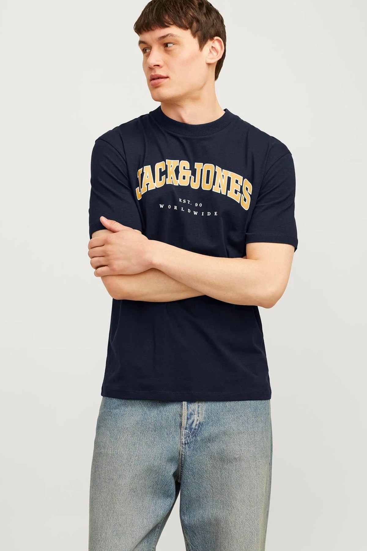 Jack & Jones Erkek Jjecaleb Varsity Tişört 12257579 Lacivert
