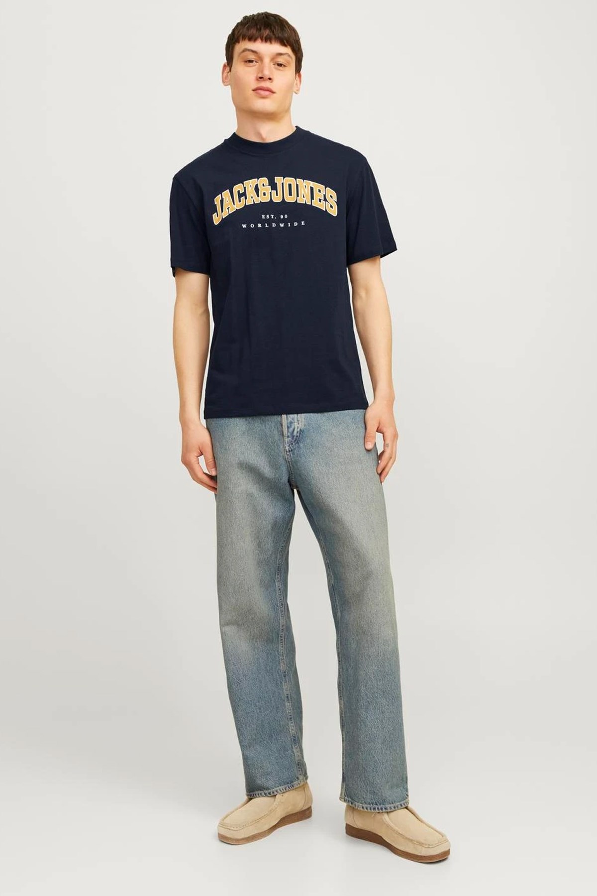 Jack & Jones Erkek Jjecaleb Varsity Tişört 12257579 Lacivert