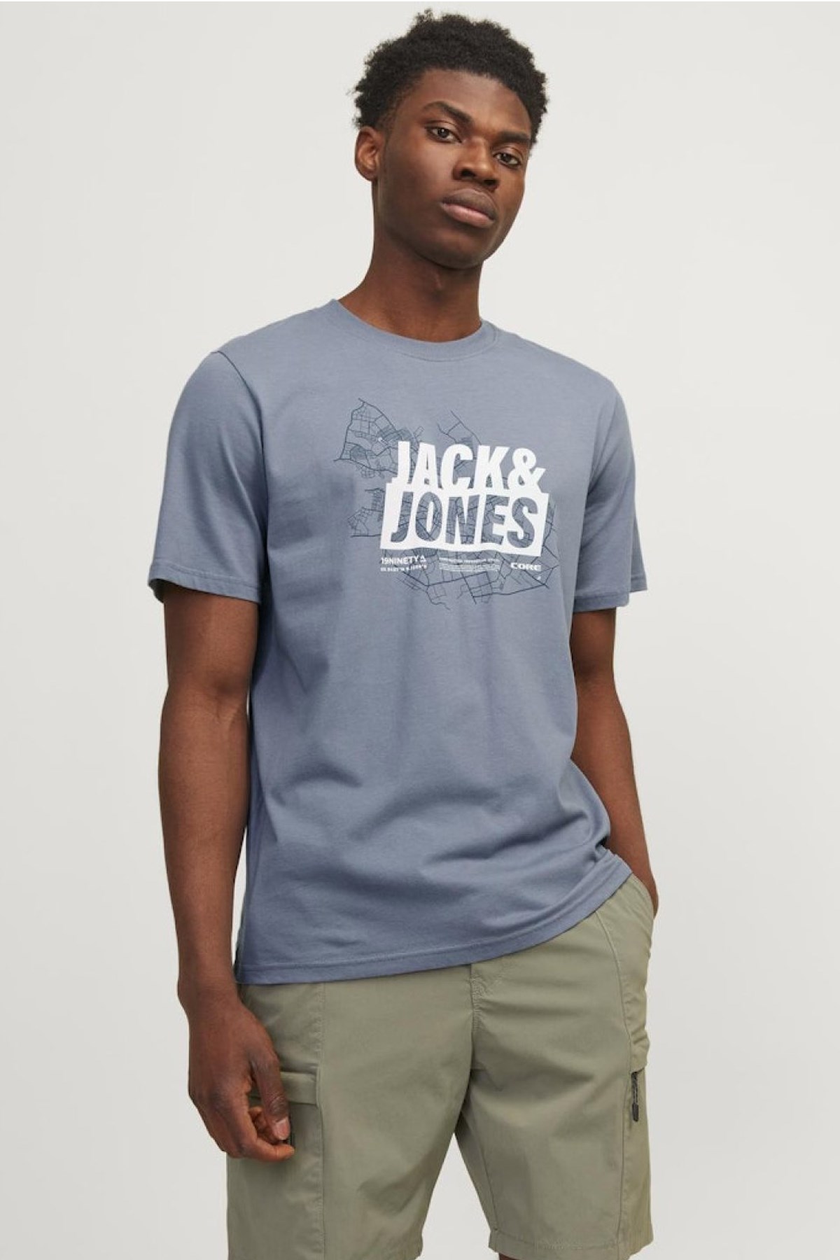 Jack & Jones Jcomap Summer Logo Erkek Tişört 12257908 Gri