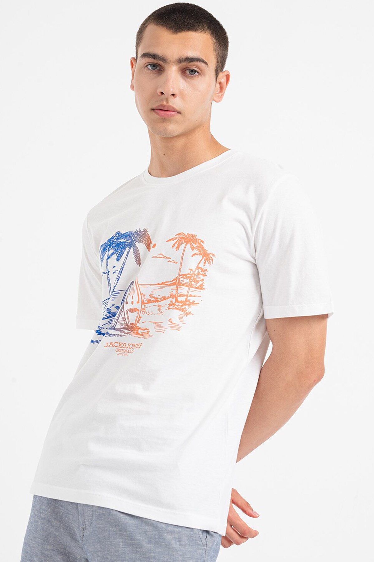 Jack & Jones Erkek Tişört 12258057 Beyaz