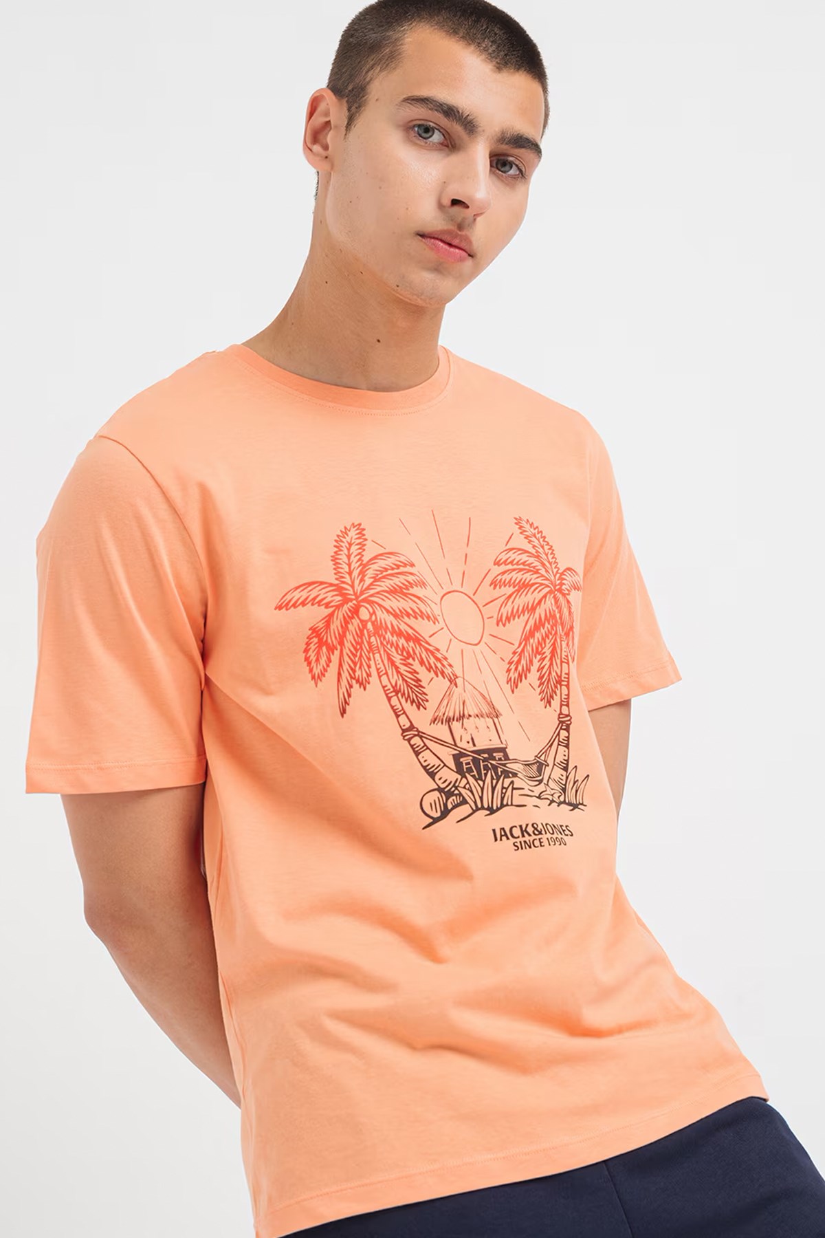 Jack & Jones Erkek Tişört 12258057 Turuncu