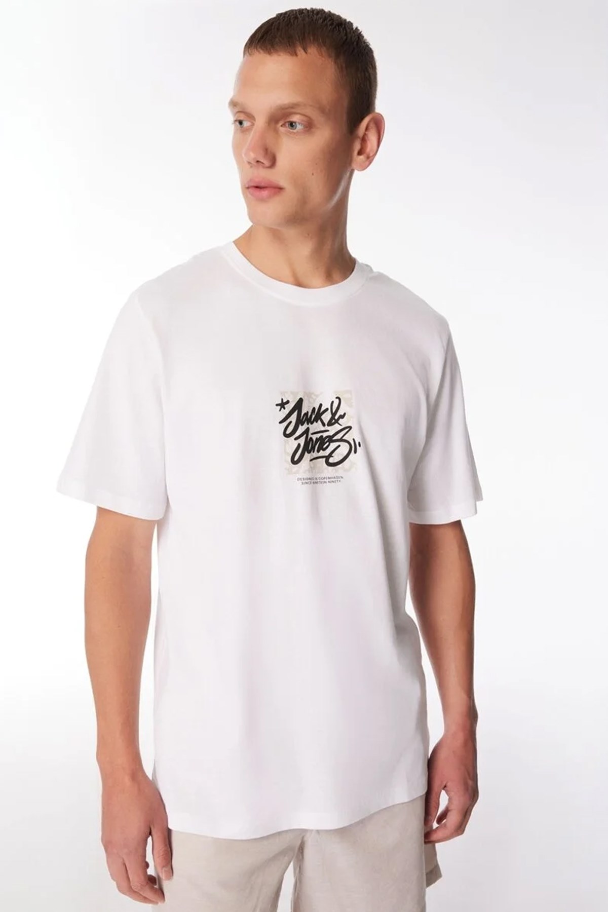 Jack & Jones Erkek Tişört 12258061 Beyaz