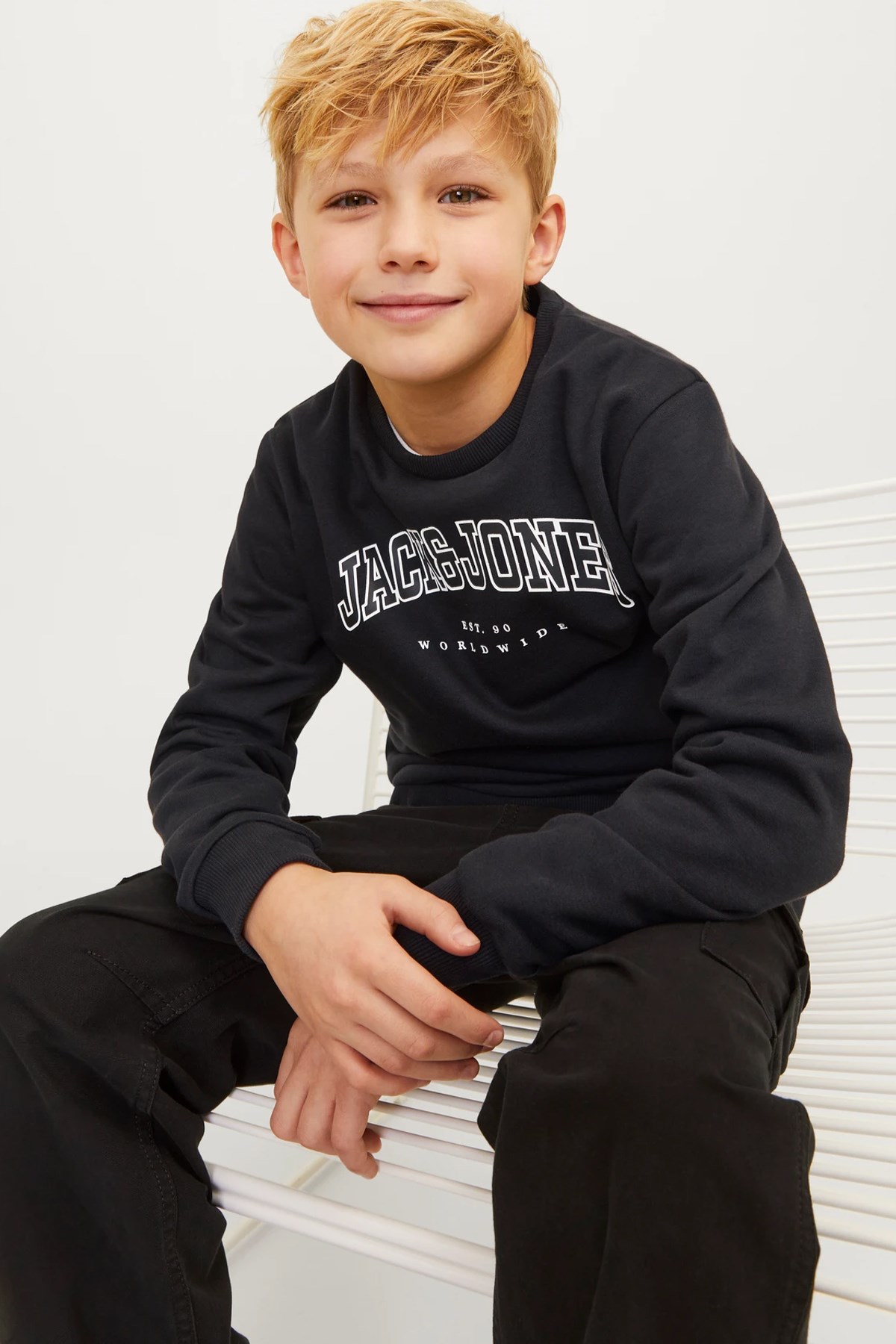 Jack & Jones Çocuk Jjecaleb Sweatshirt 12258967 Siyah