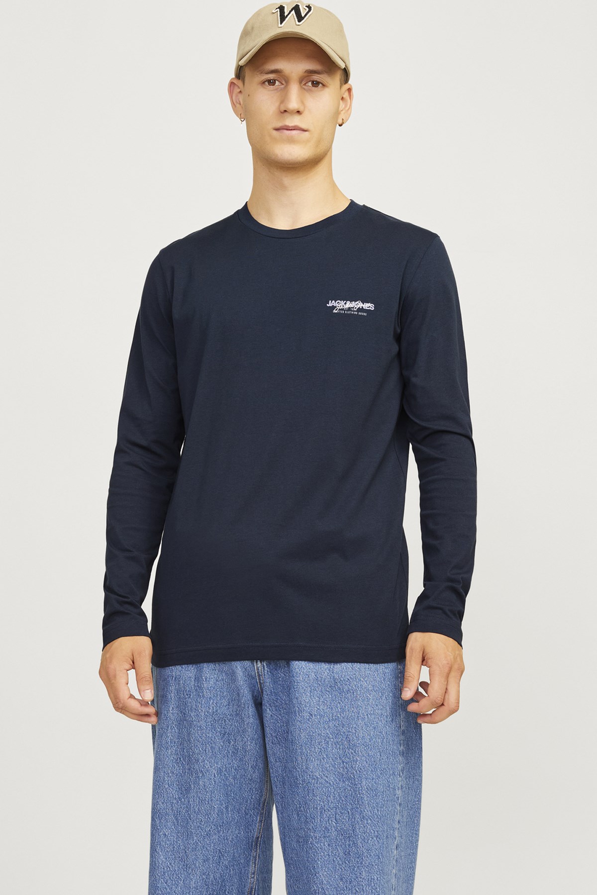 Jack & Jones Alvis Erkek Uzunkol Tişört 12259735 Lacivert