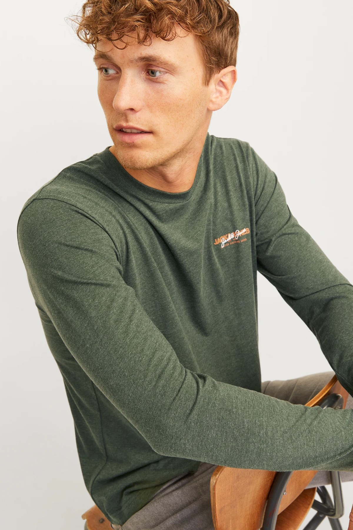 Jack & Jones Alvis Erkek Uzunkol Tişört 12259735 Yeşil