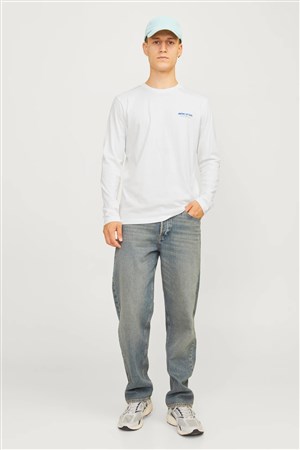 Jack & Jones Alvis Erkek Uzunkol Tişört 12259735 Beyaz
