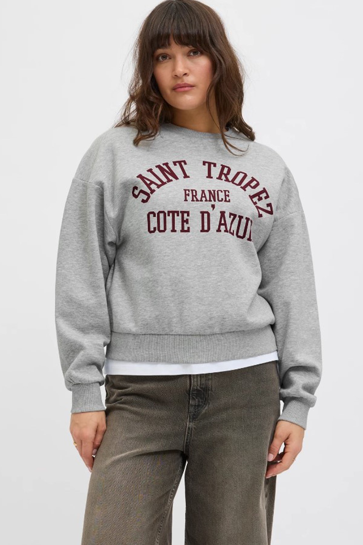 Jack & Jones Jxmerle Kadın Sweatshirt 12260608 Gri