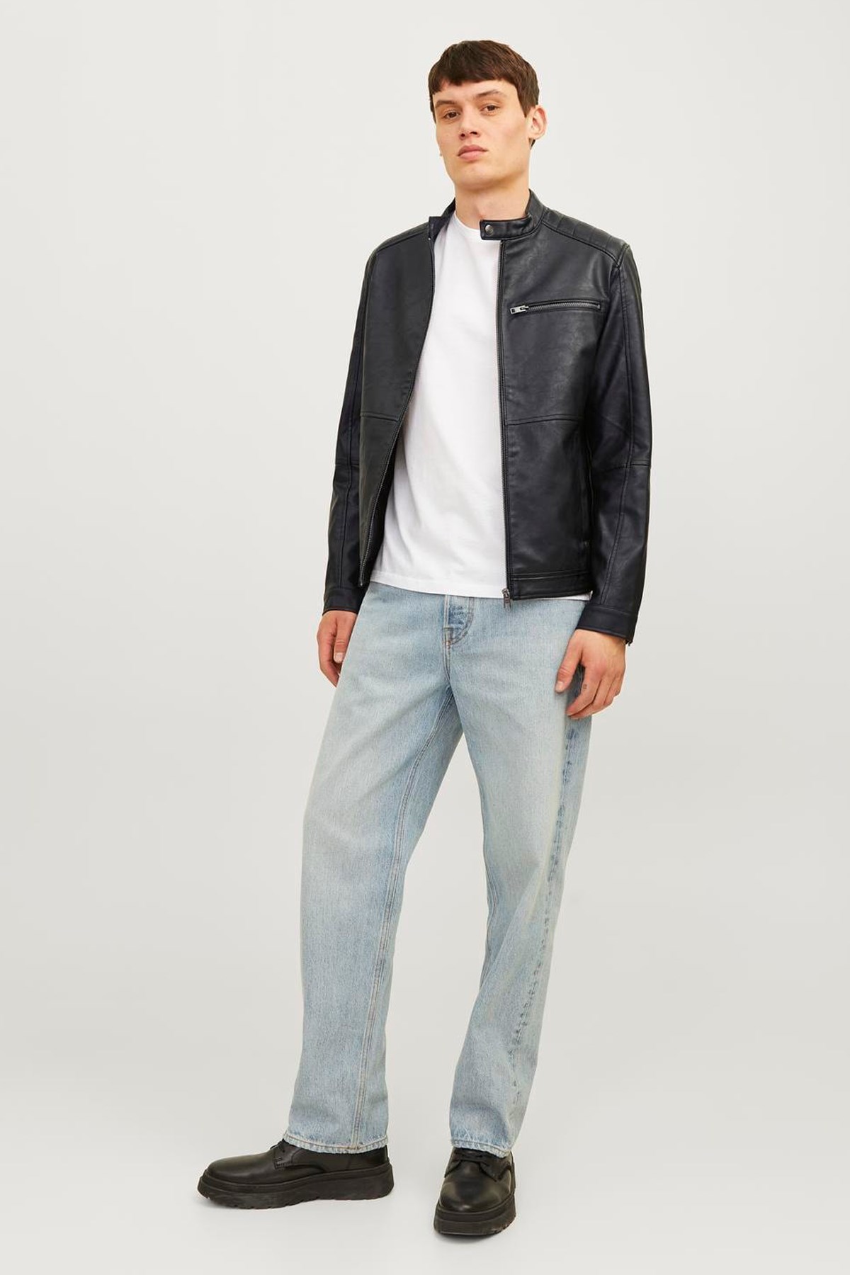 Jack & Jones Jjedylan Erkek Deri Mont 12261196 Siyah