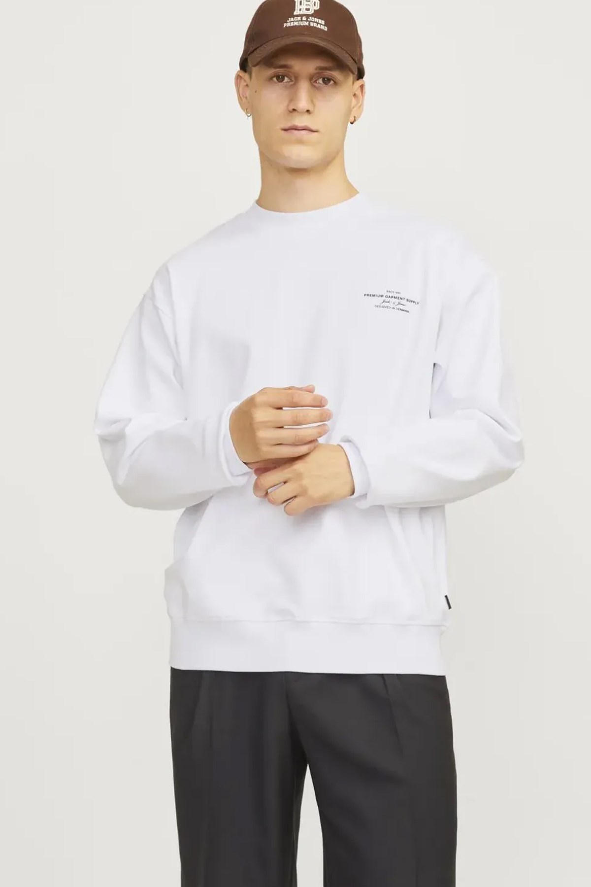 Jack & Jones Blachad Branding Erkek Sweat 12261386 Ekru