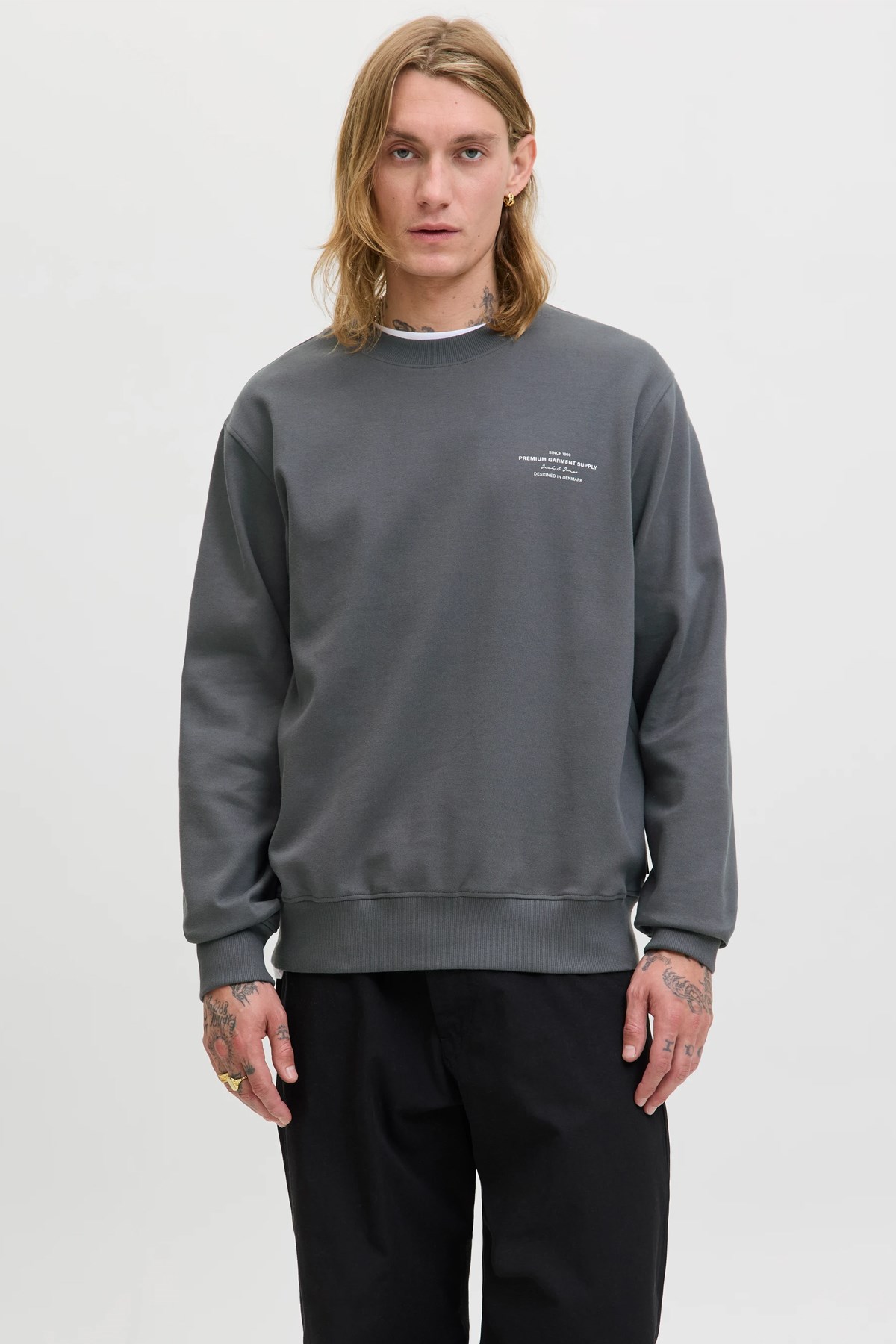 Jack & Jones Blachad Branding Erkek Sweat 12261386 Gri