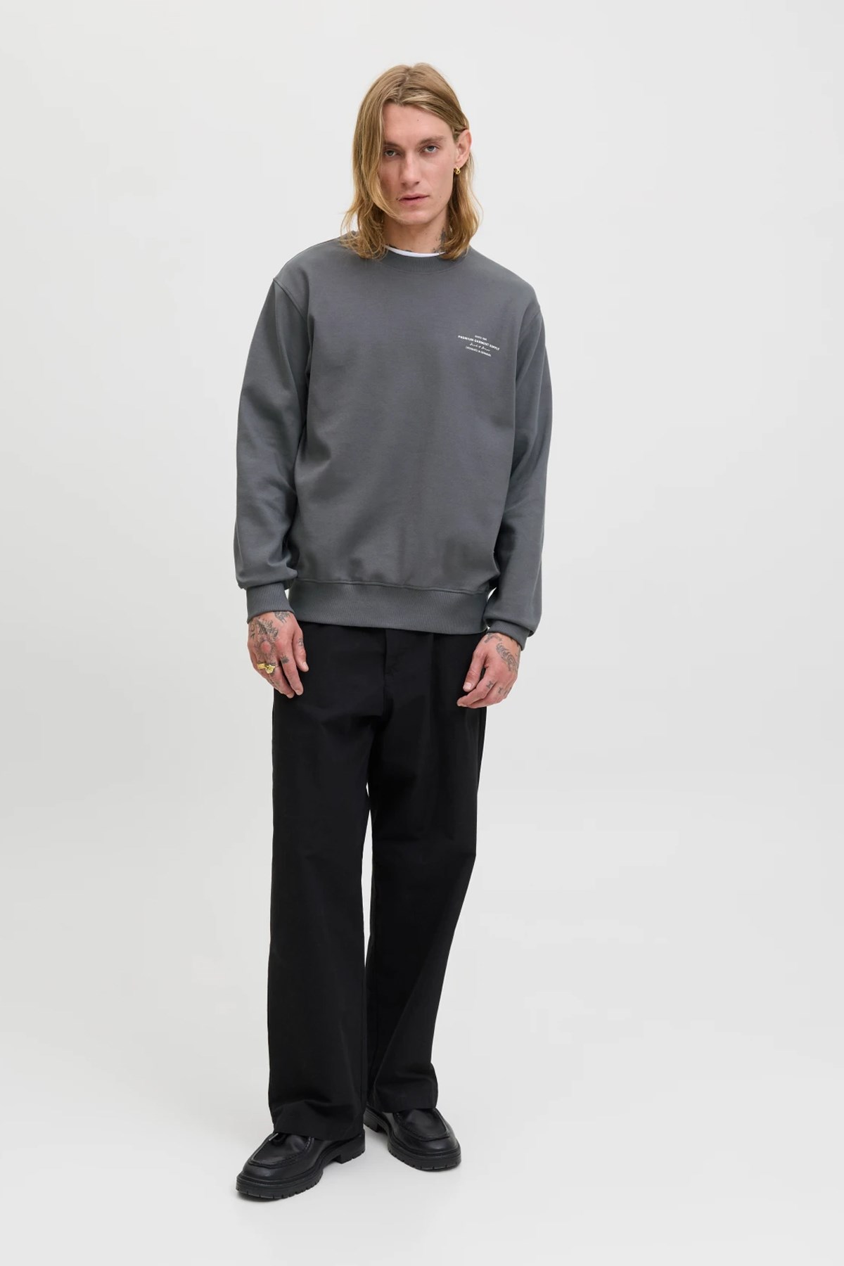 Jack & Jones Blachad Branding Erkek Sweat 12261386 Gri