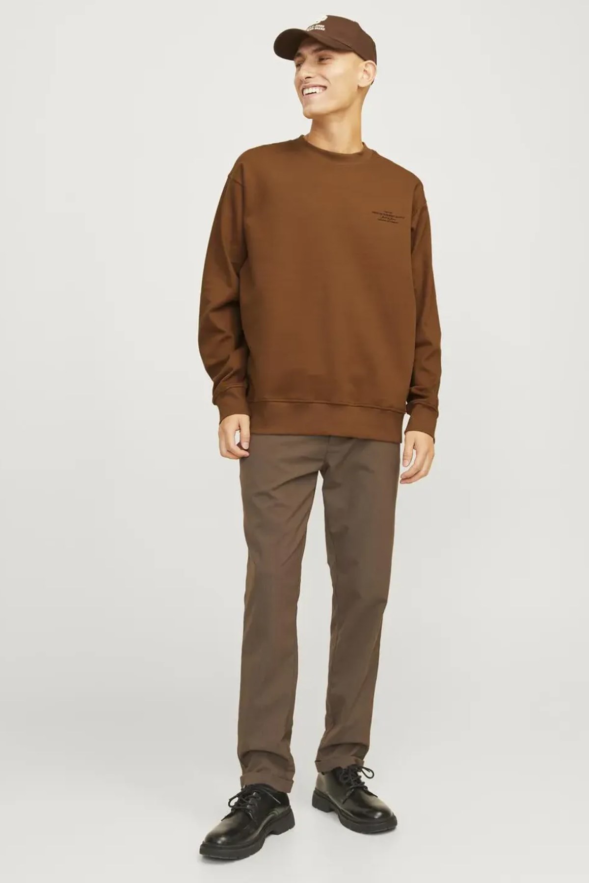 Jack & Jones Blachad Branding Erkek Sweat 12261386 Kahverengi