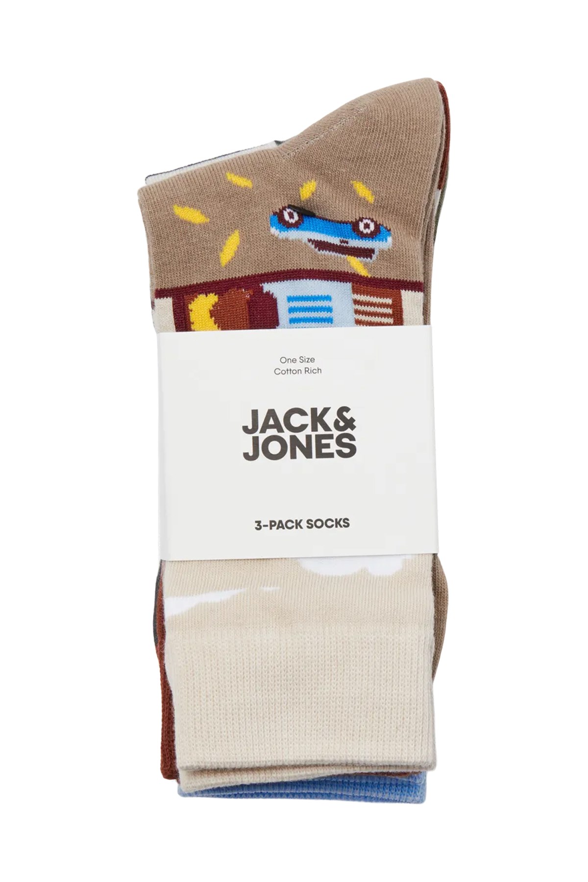 Jack & Jones Jacfall Landscape 3'lü Çorap 12264039 Beyaz