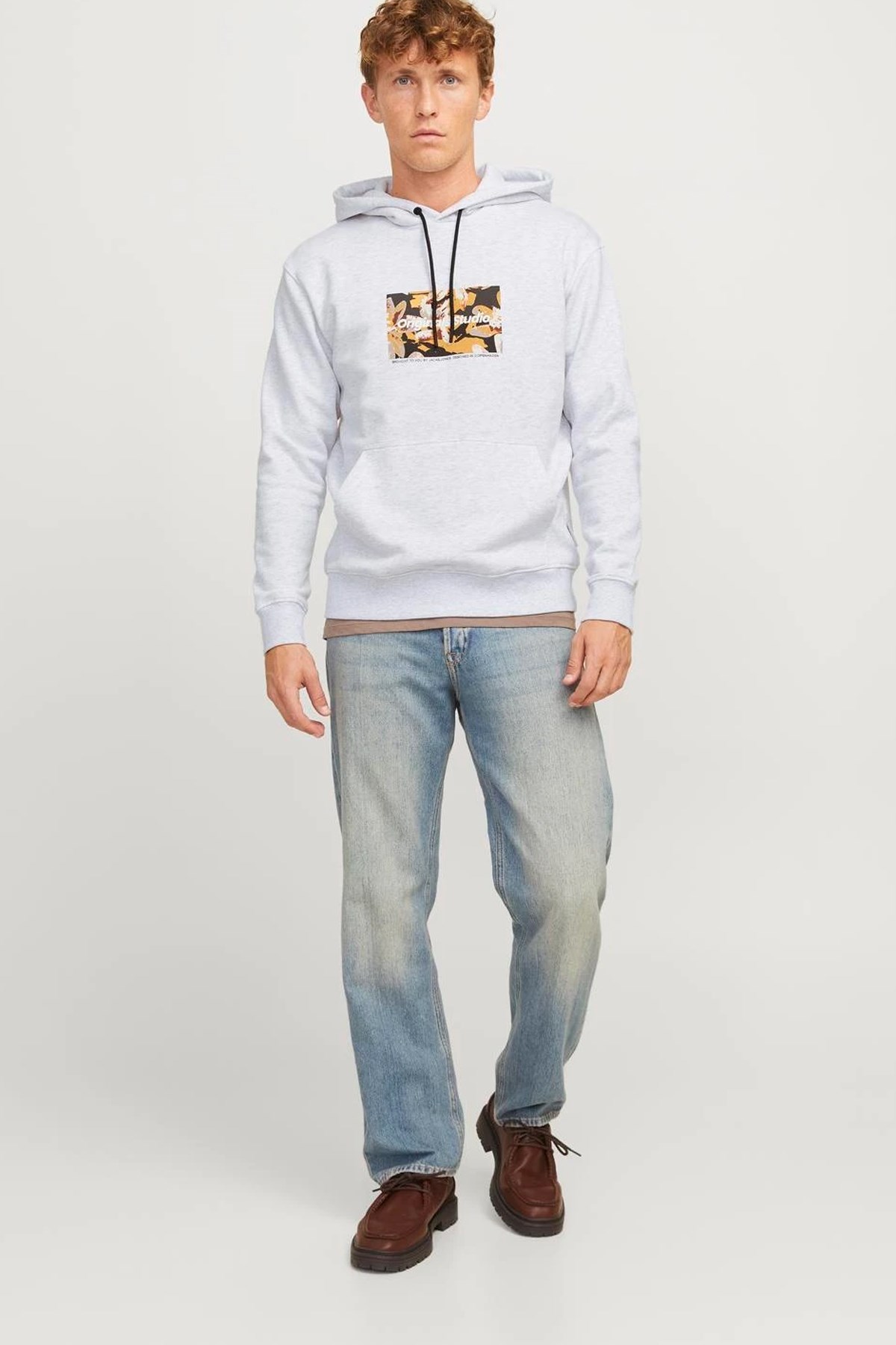 Jack & Jones Jorvesterbro Newton Boxfront Sweat 12266801 Beyaz