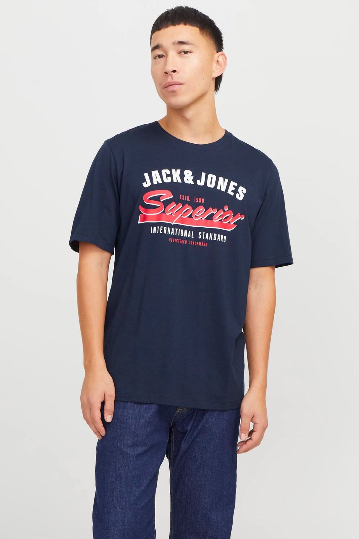 Jack & Jones Jjelogo Erkek Tişört 12268267 Mavi