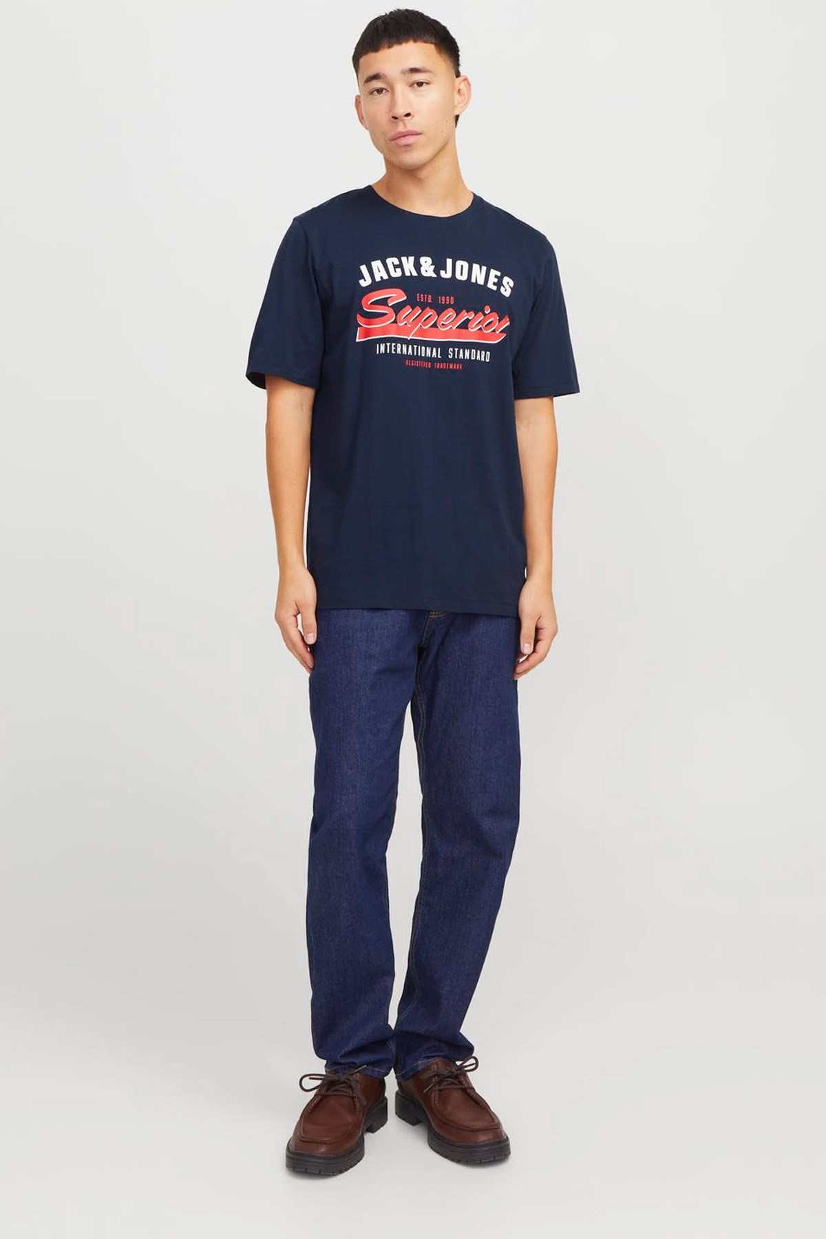 Jack & Jones Jjelogo Erkek Tişört 12268267 Mavi