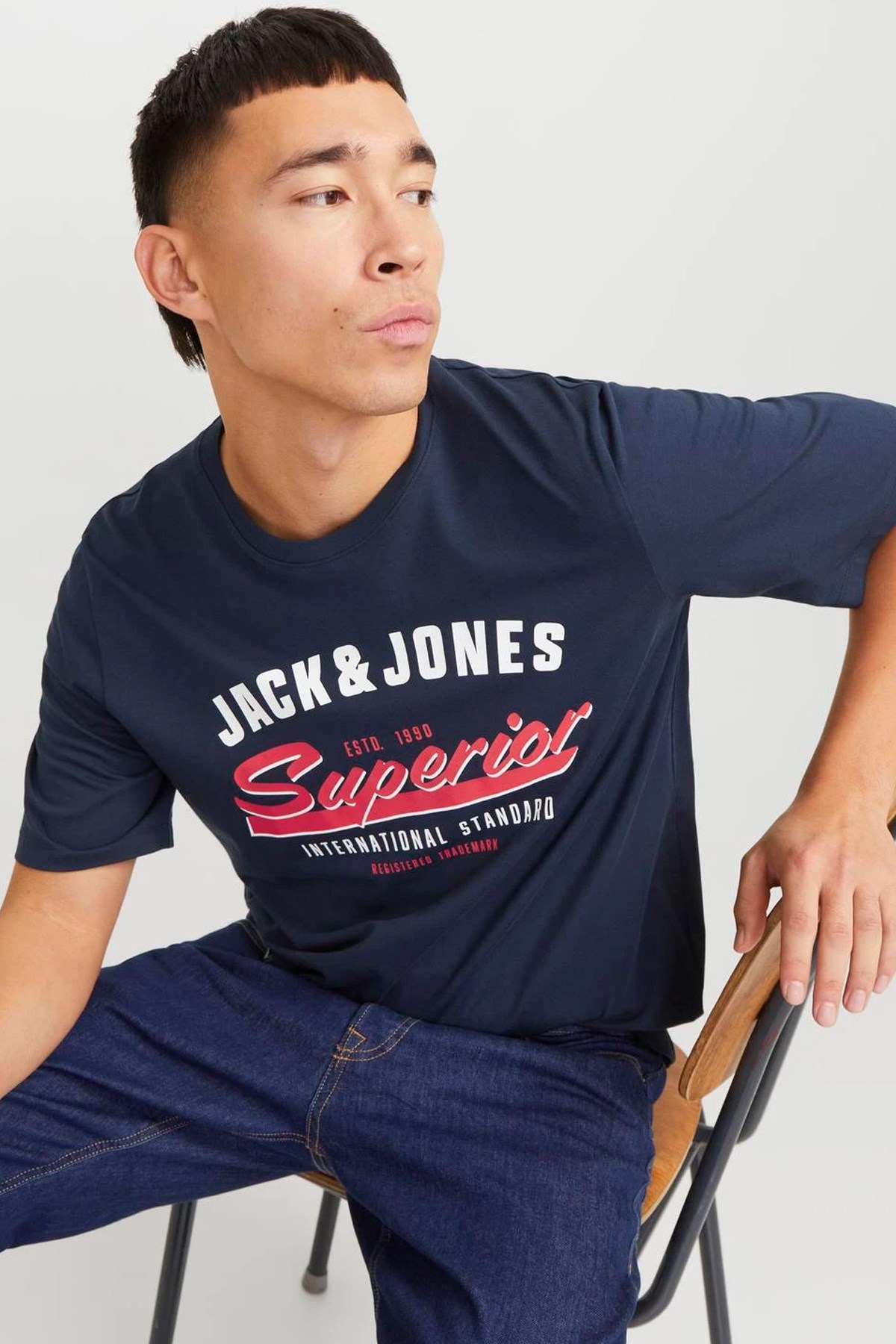 Jack & Jones Jjelogo Erkek Tişört 12268267 Mavi