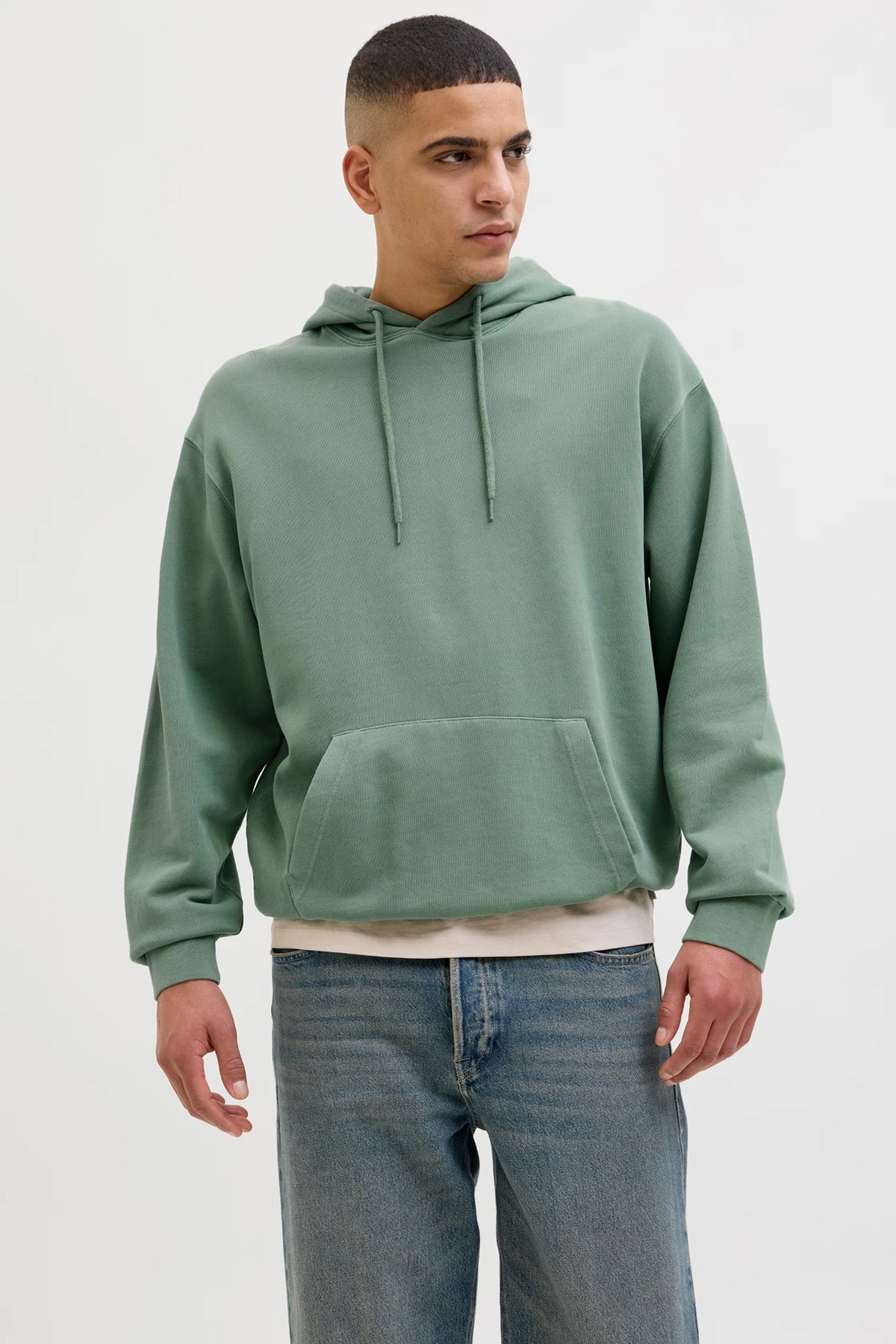 Jack & Jones Jjecharge Faded Erkek Sweatshirt 12268272 Yeşil