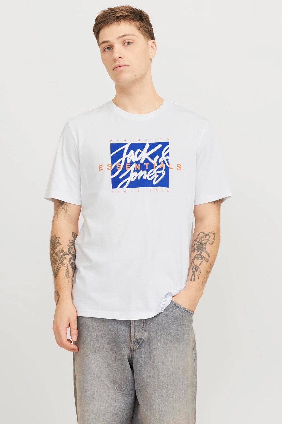 Jack & Jones Jjcolton Ln Erkek Tişört 12268439 Beyaz