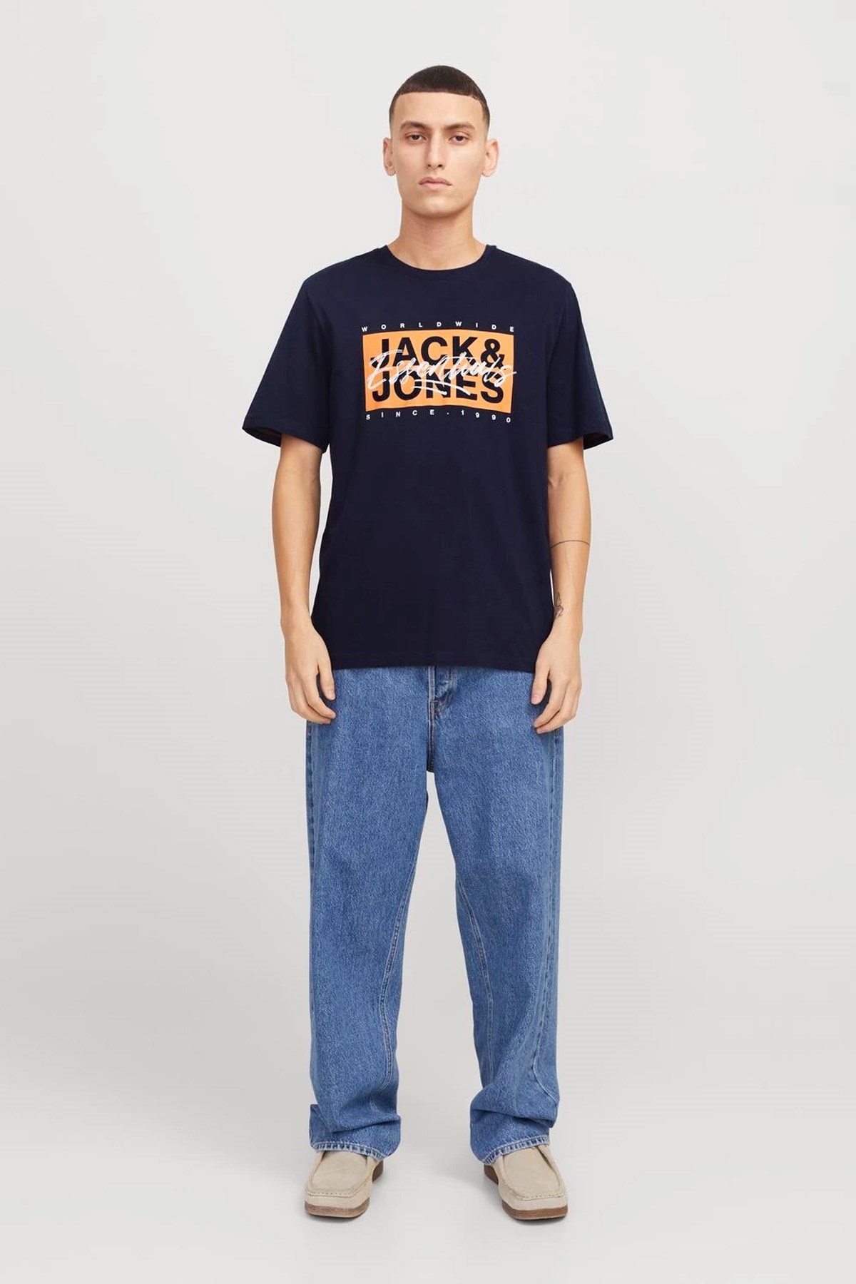 Jack & Jones Jjcolton Ln Erkek Tişört 12268439 Mavi