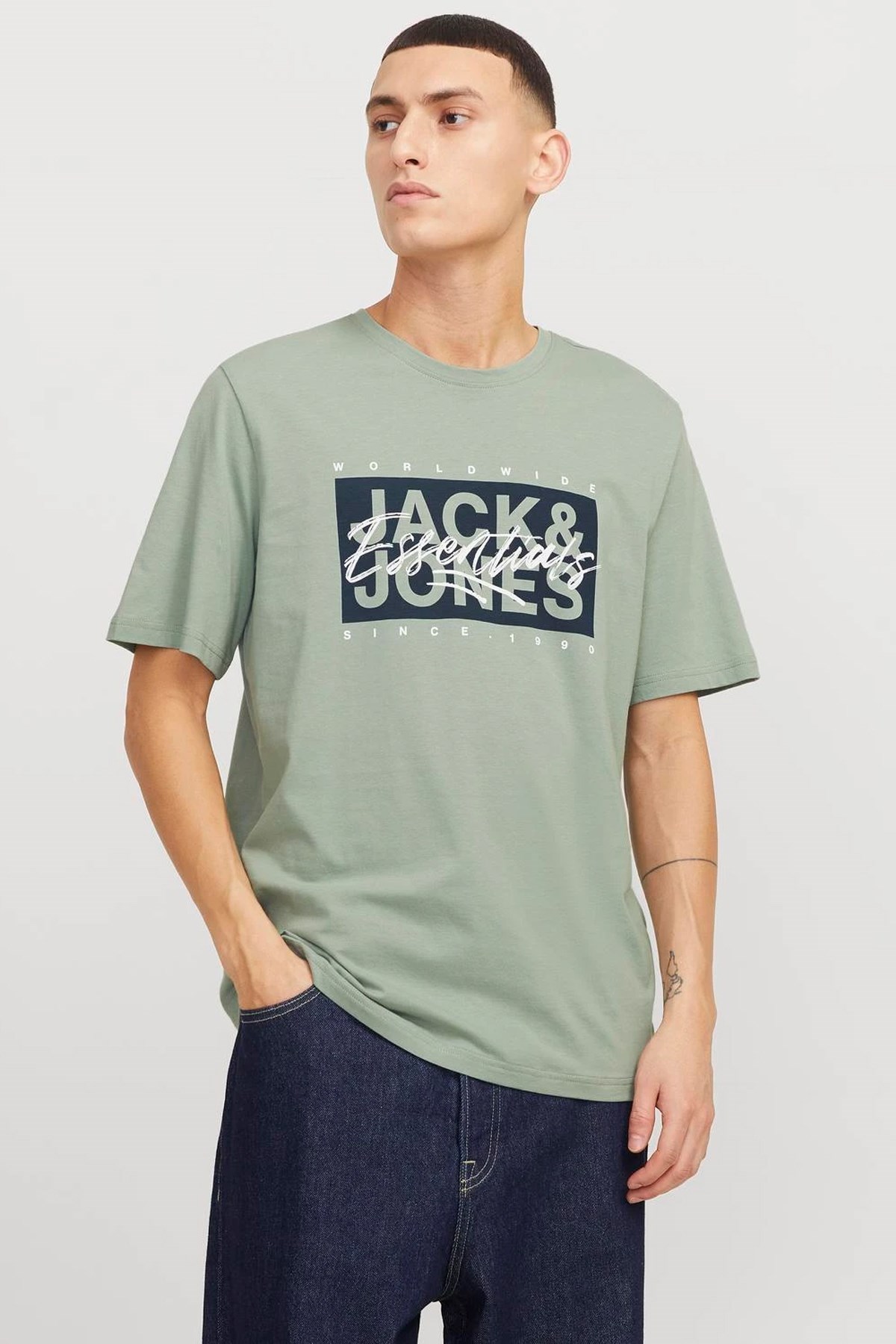 Jack & Jones Jjcolton Ln Erkek Tişört 12268439 Yeşil