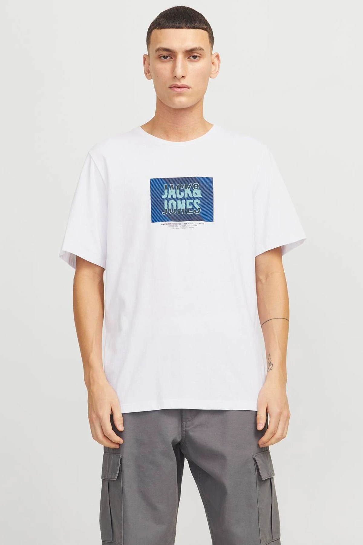 Jack & Jones Jjhudson Ln Erkek Tişört 12268477 Beyaz