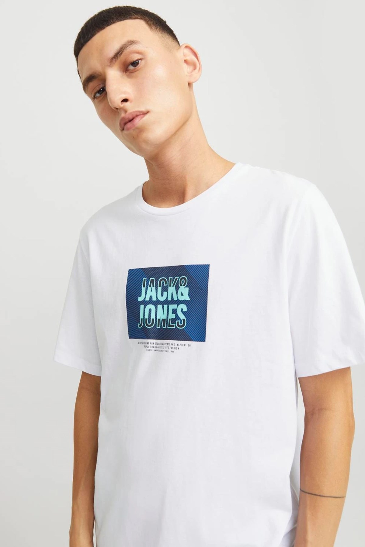 Jack & Jones Jjhudson Ln Erkek Tişört 12268477 Beyaz