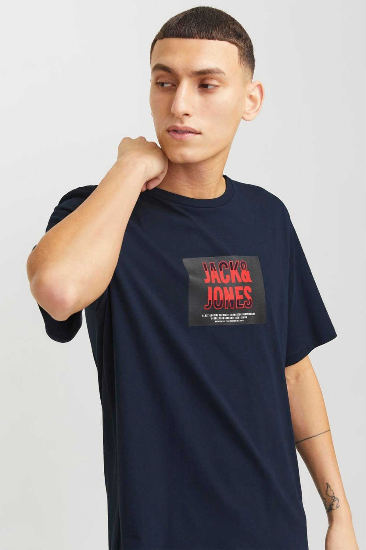 Jack & Jones Jjhudson Ln Erkek Tişört 12268477 Mavi