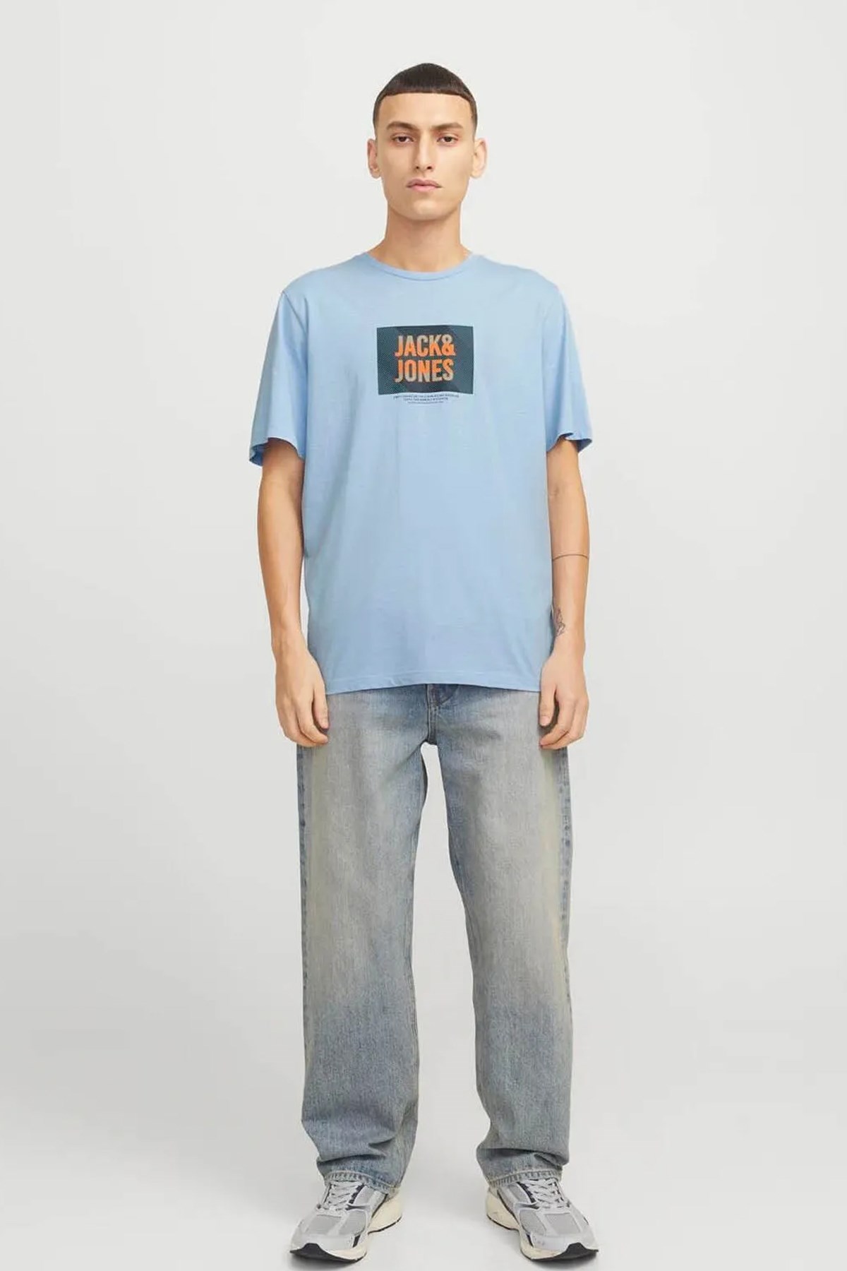 Jack & Jones Jjhudson Ln Erkek Tişört 12268477 Açık Mavi