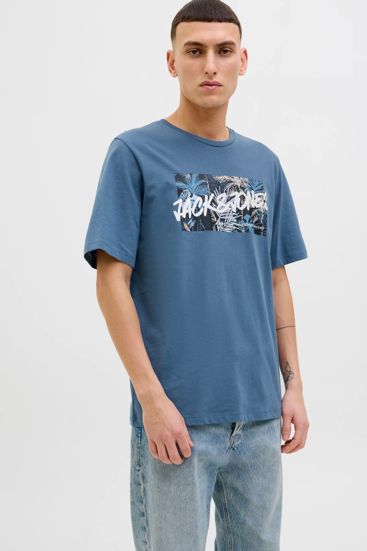 Jack & Jones Jjhawaii Shape Erkek Tişört Açık Mavi