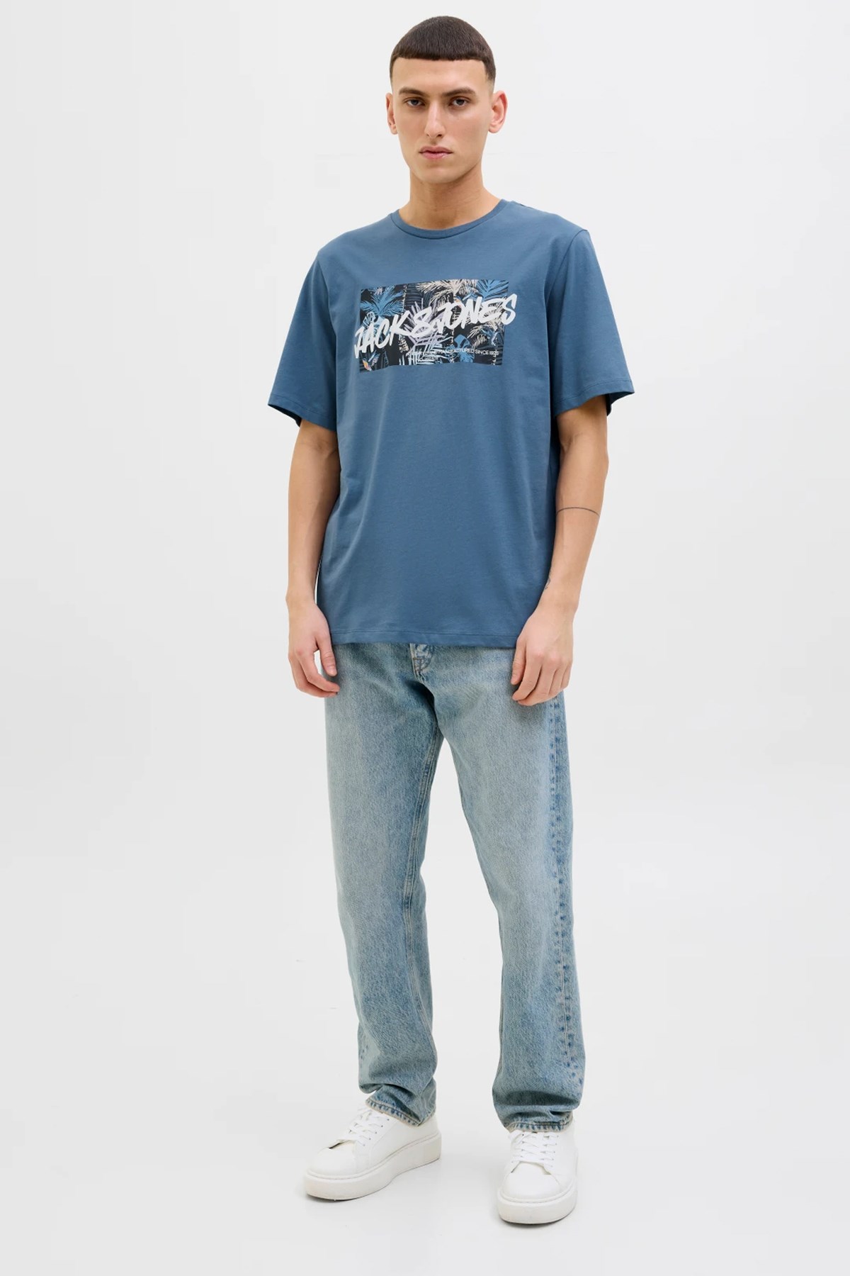 Jack & Jones Jjhawaii Shape Erkek Tişört Açık Mavi