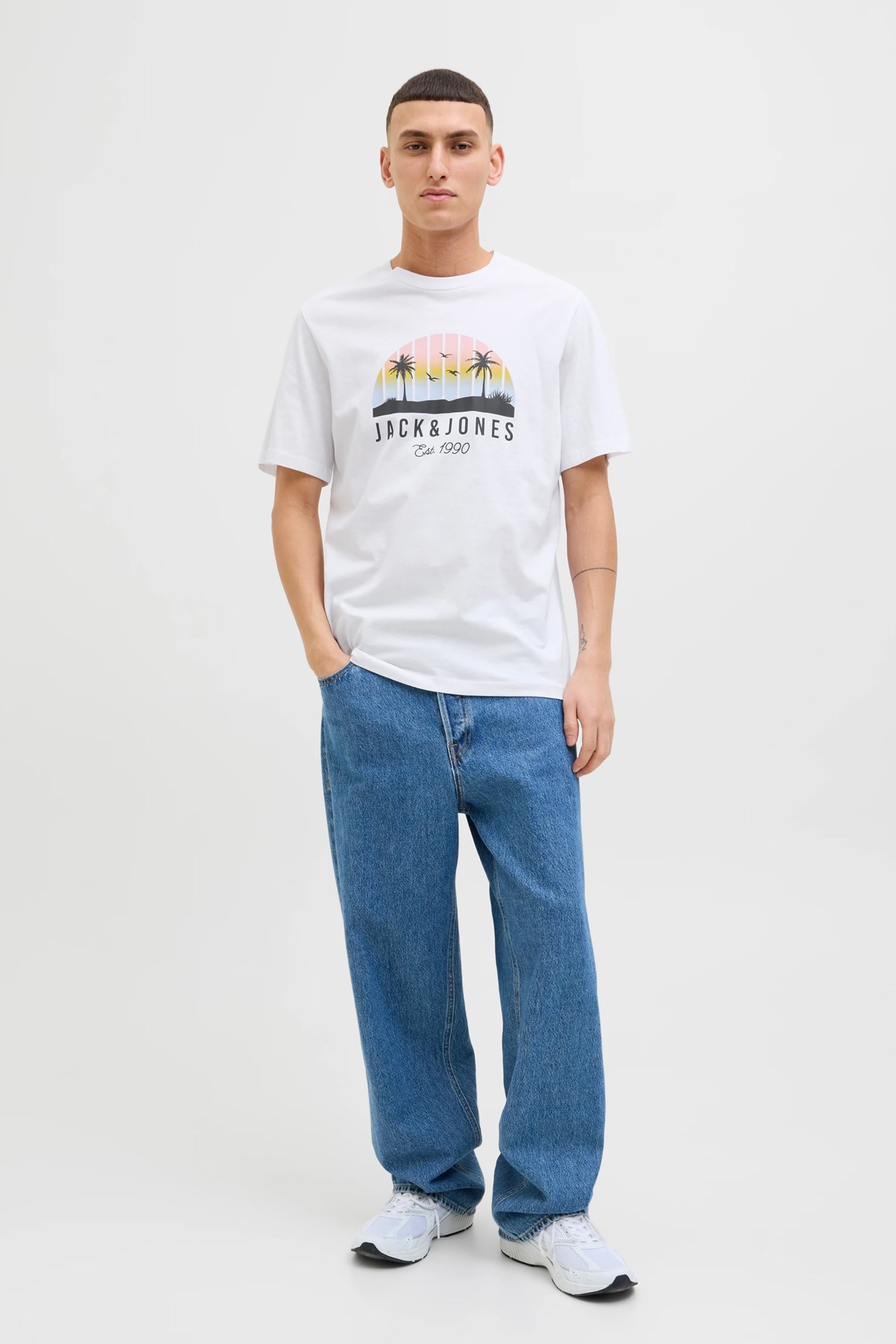 Jack & Jones Jjpalm Erkek Tişört Beyaz