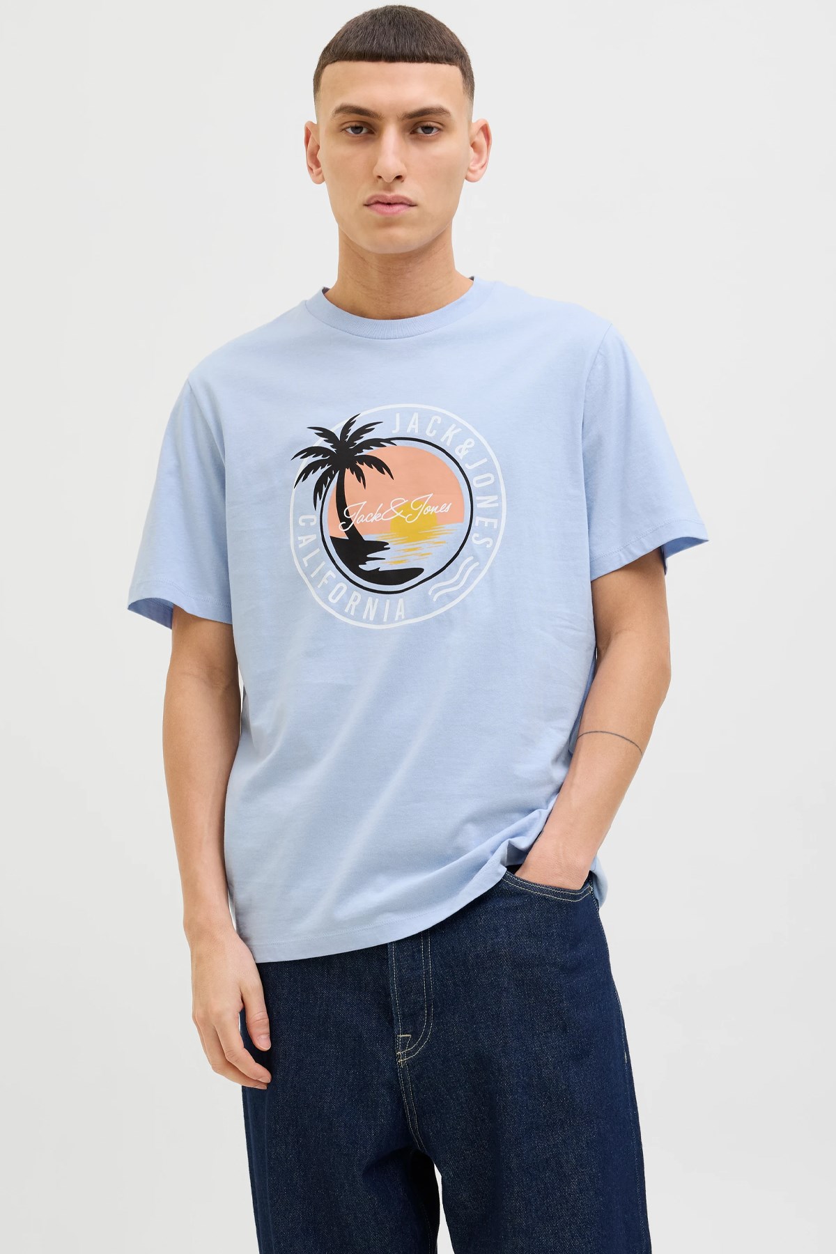 Jack & Jones Jjpalm Erkek Tişört Mavi