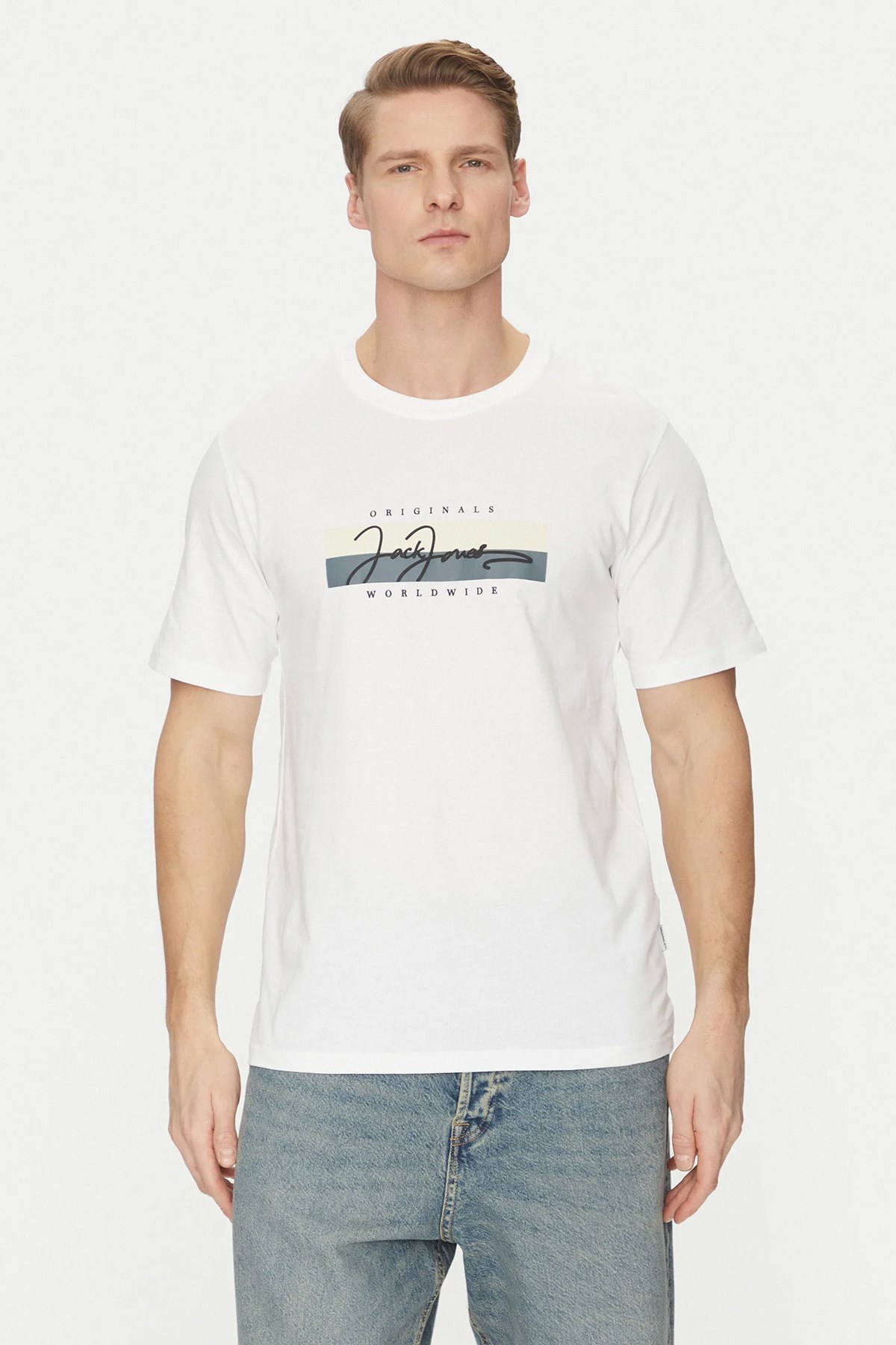Jack & Jones Jorfrederiksberg Erkek Tişört 12278266 Beyaz
