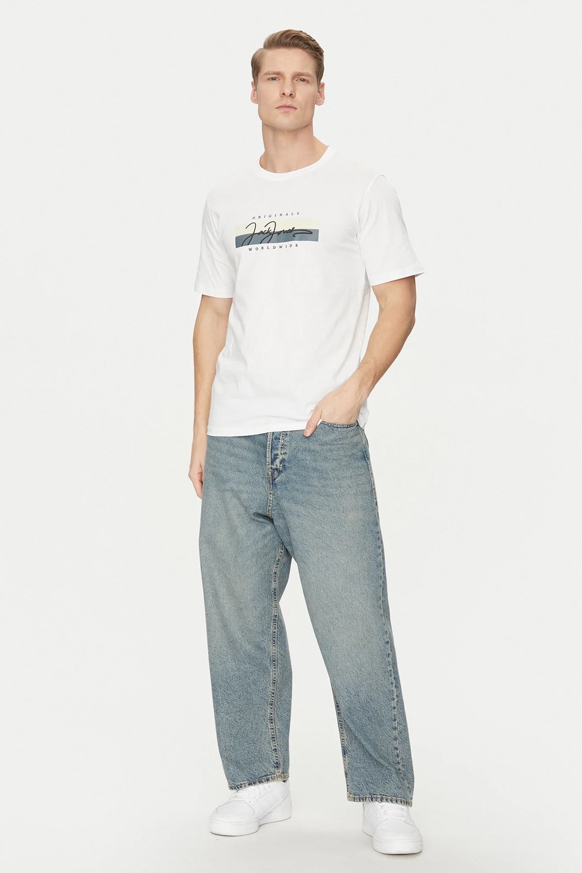 Jack & Jones Jorfrederiksberg Erkek Tişört 12278266 Beyaz