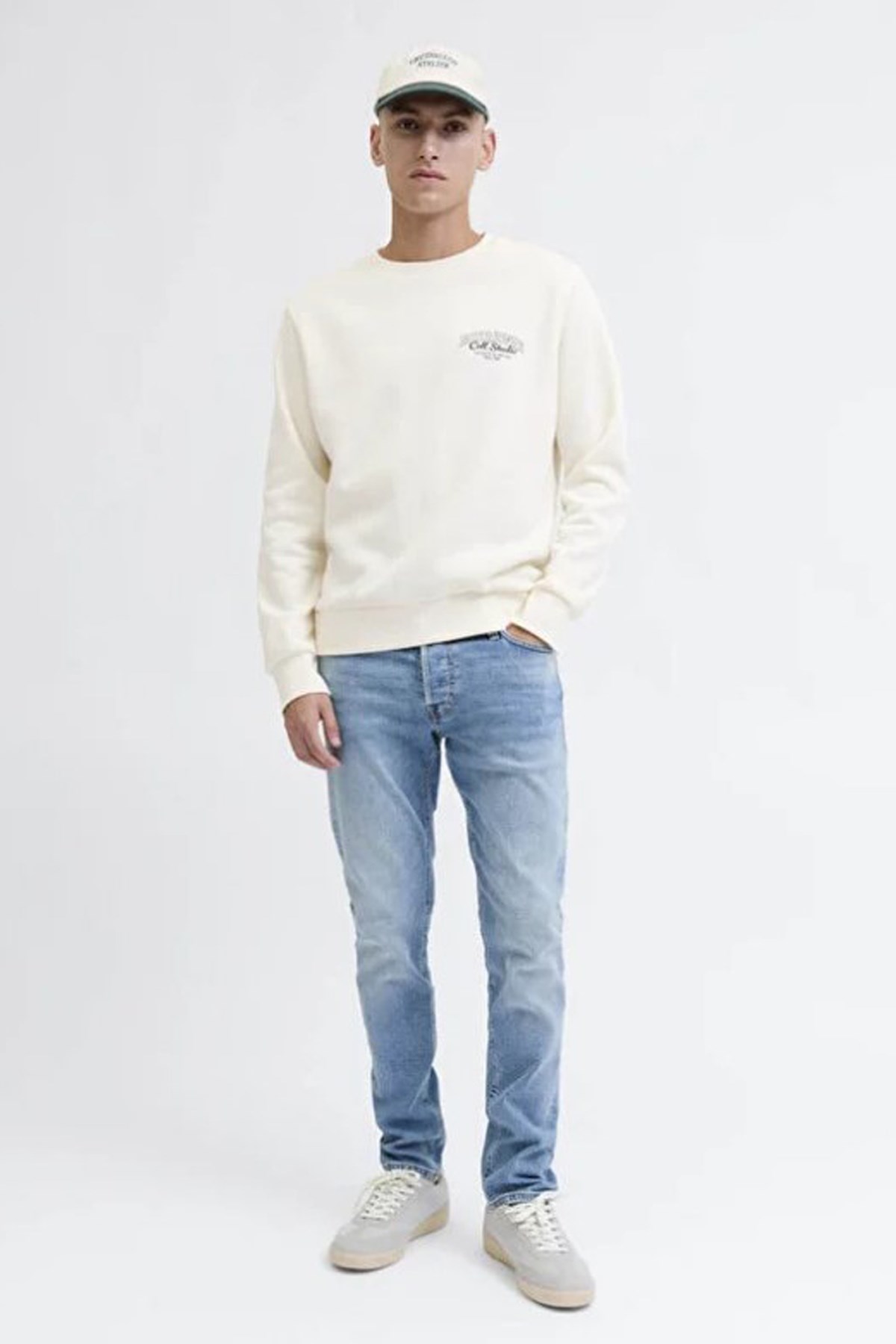 Jack & Jones Jjmakoto Erkek Sweatshirt 12278601 Beyaz