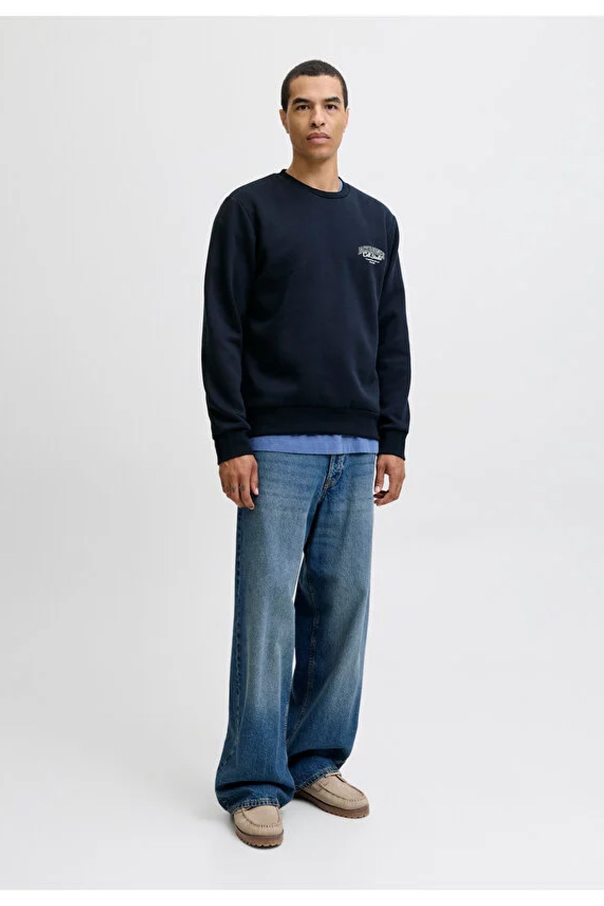 Jack & Jones Jjmakoto Erkek Sweatshirt 12278601 Mavi