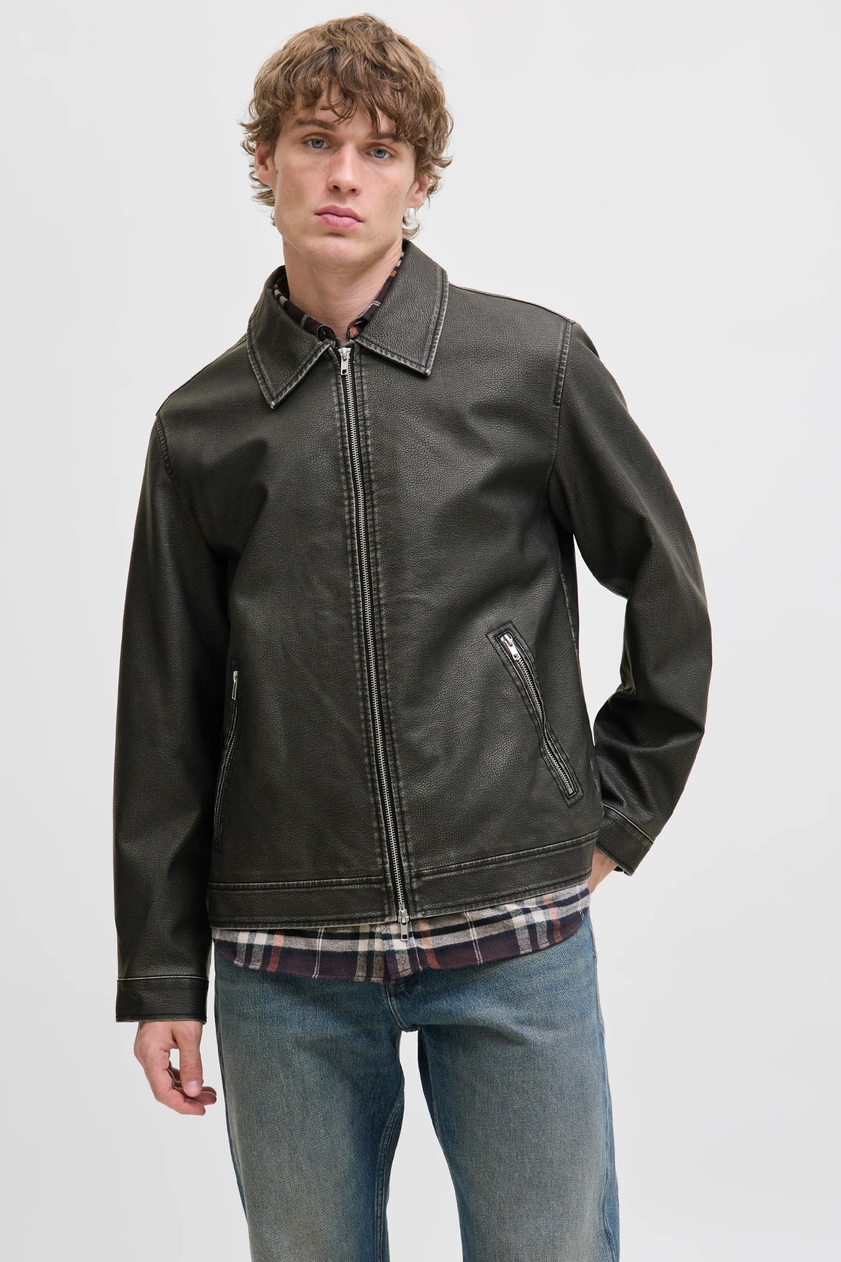 Jack & Jones Jjecasablanca Erkek Deri Mont 12278839 Siyah
