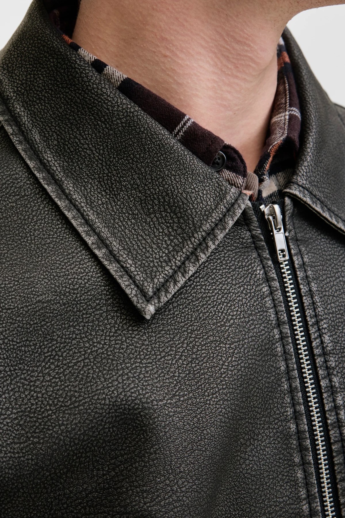 Jack & Jones Jjecasablanca Erkek Deri Mont 12278839 Siyah