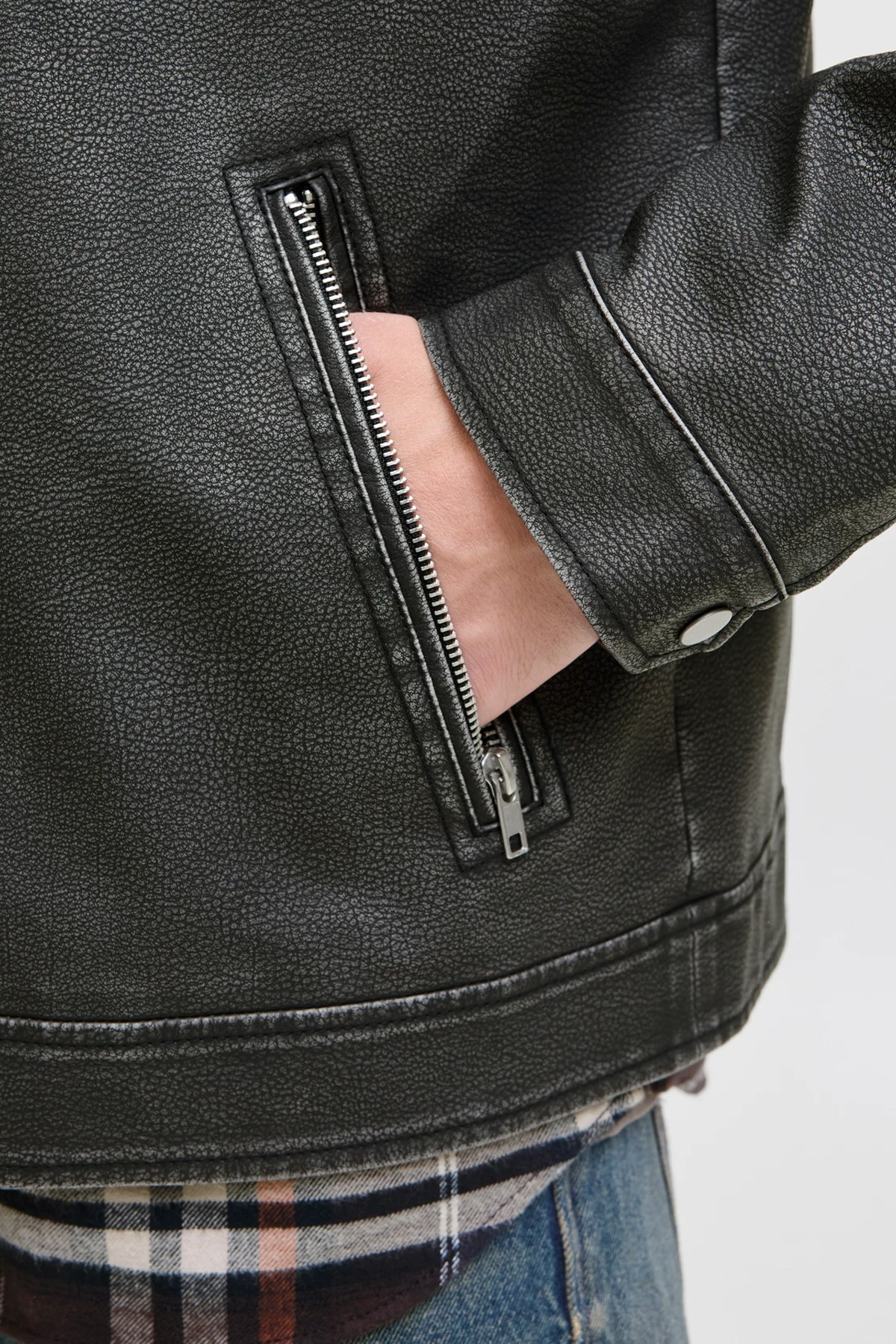 Jack & Jones Jjecasablanca Erkek Deri Mont 12278839 Siyah