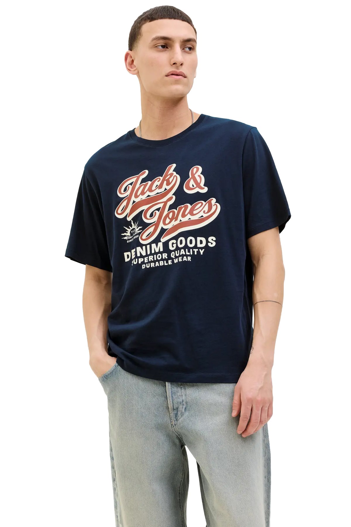 Jack & Jones Jjelogo Erkek Tişört 12279535 Mavi