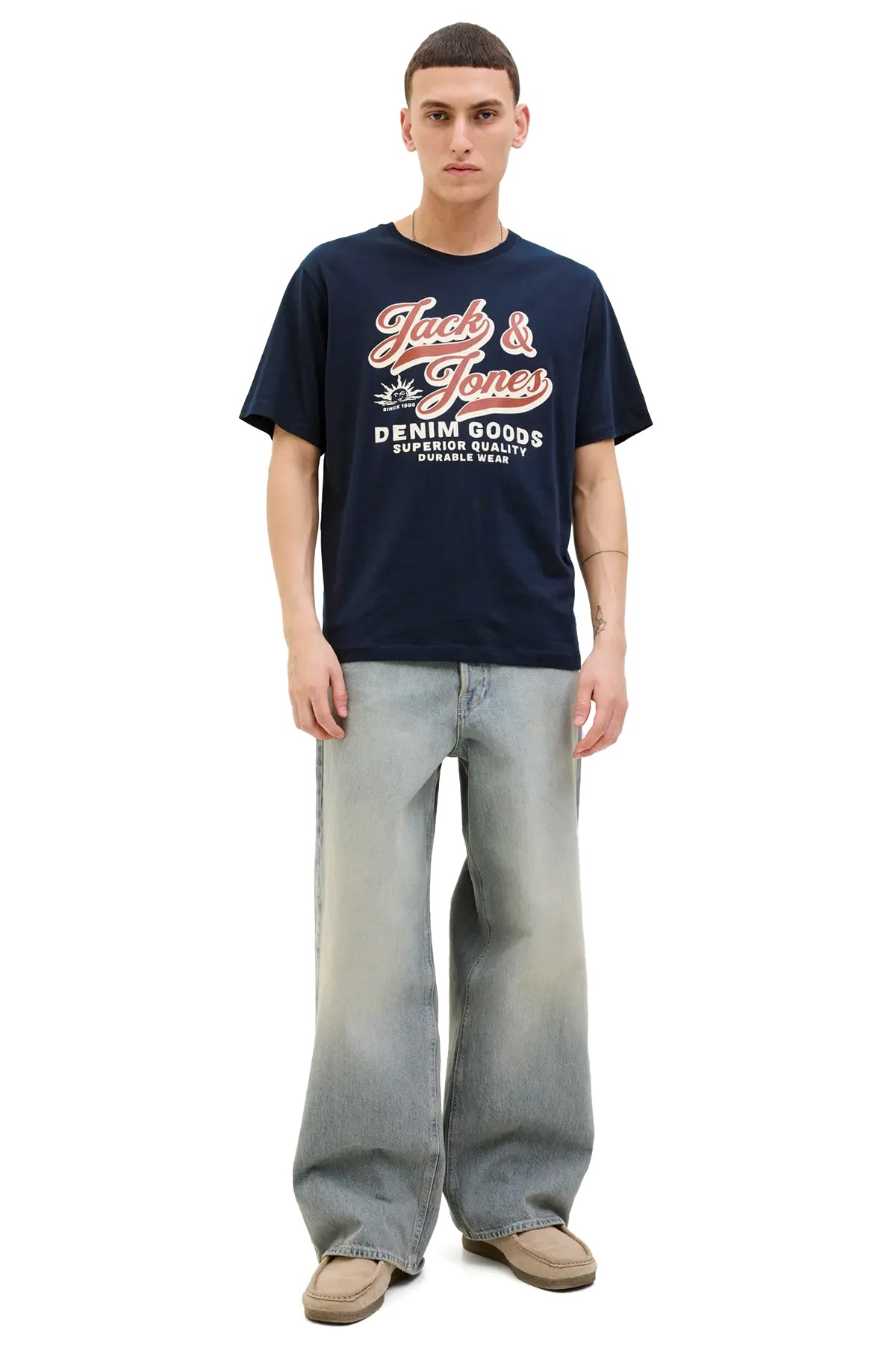 Jack & Jones Jjelogo Erkek Tişört 12279535 Mavi