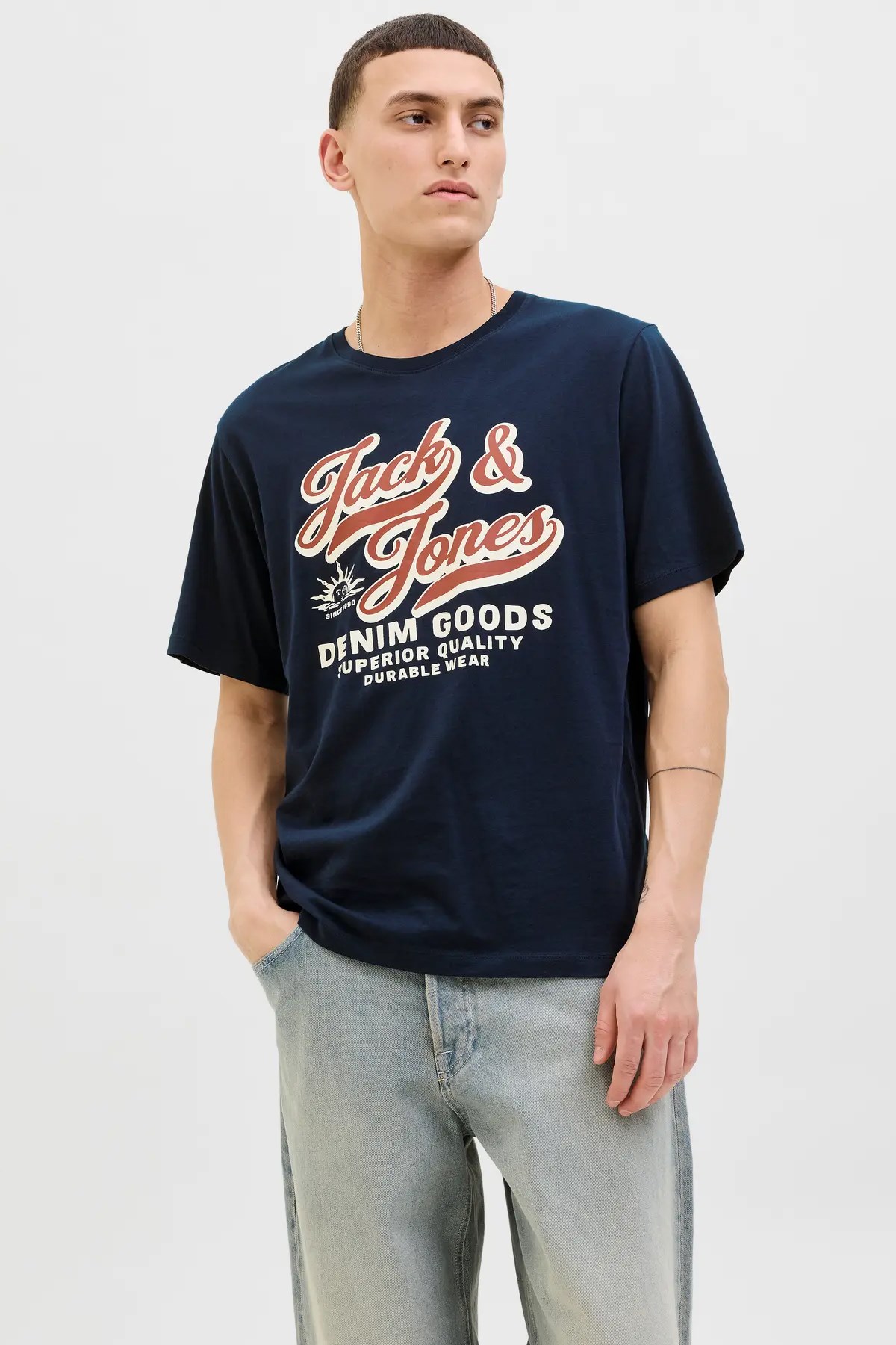Jack & Jones Jjelogo Erkek Tişört 12279535 Mavi