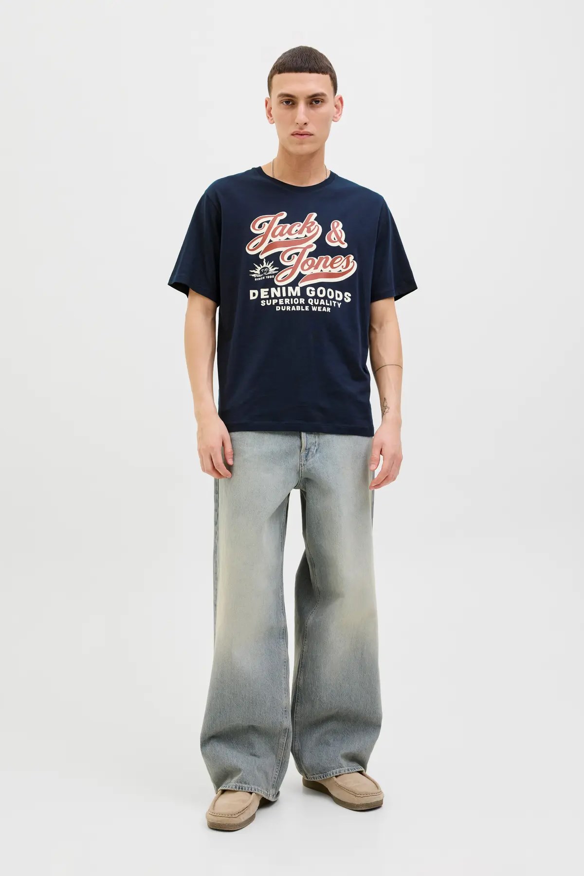 Jack & Jones Jjelogo Erkek Tişört 12279535 Mavi