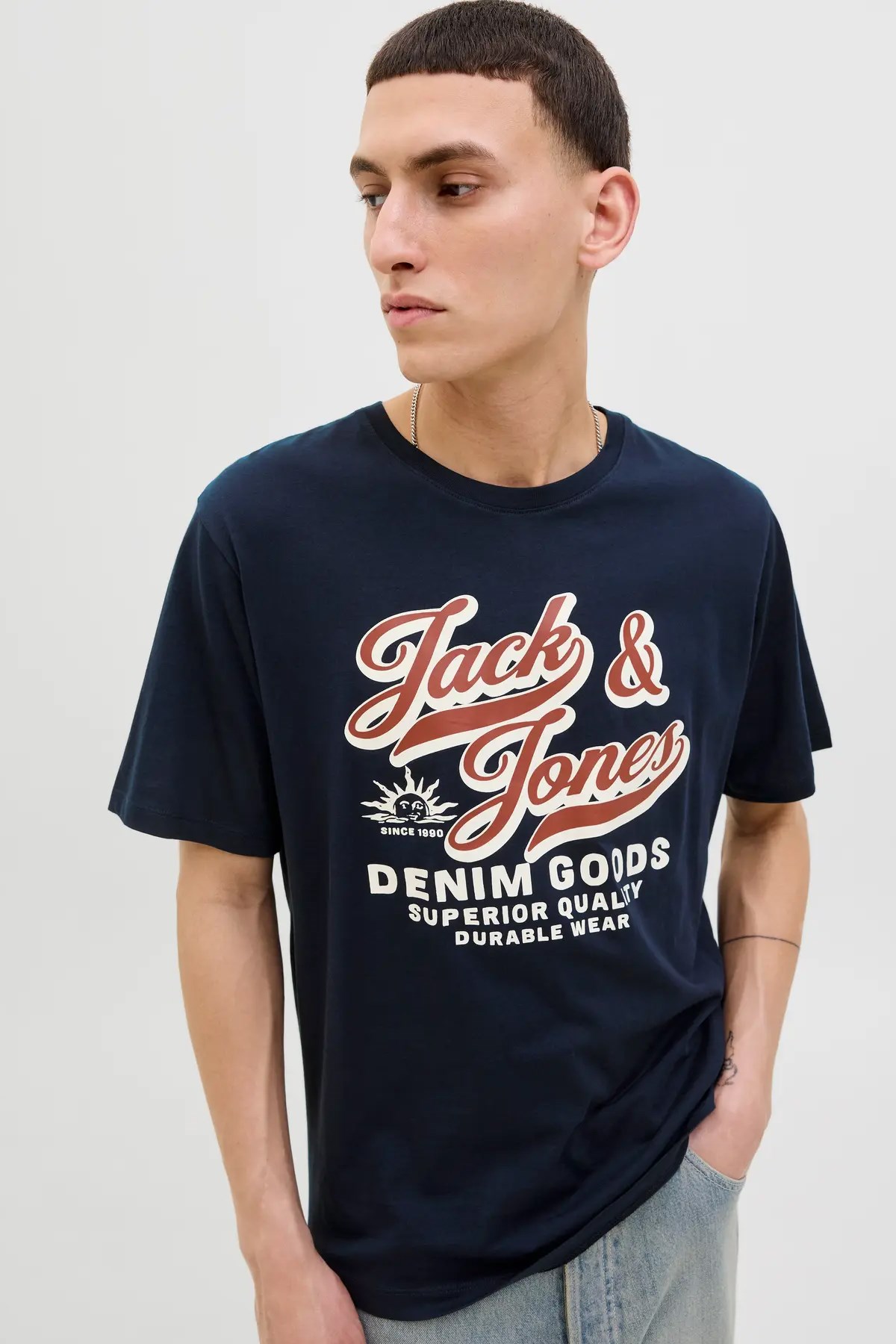 Jack & Jones Jjelogo Erkek Tişört 12279535 Mavi