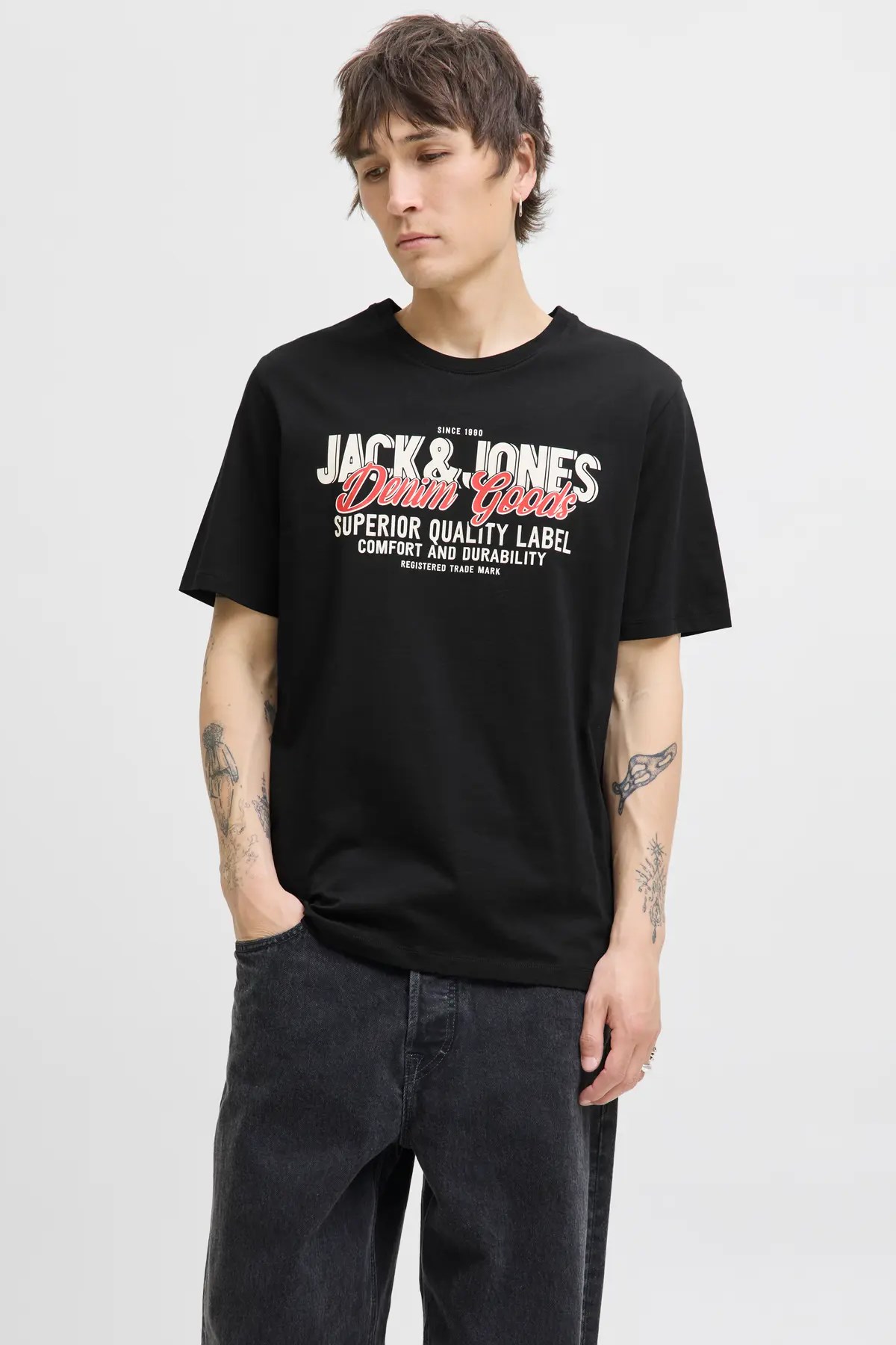 Jack & Jones Jjelogo Erkek Tişört 12279535 Siyah
