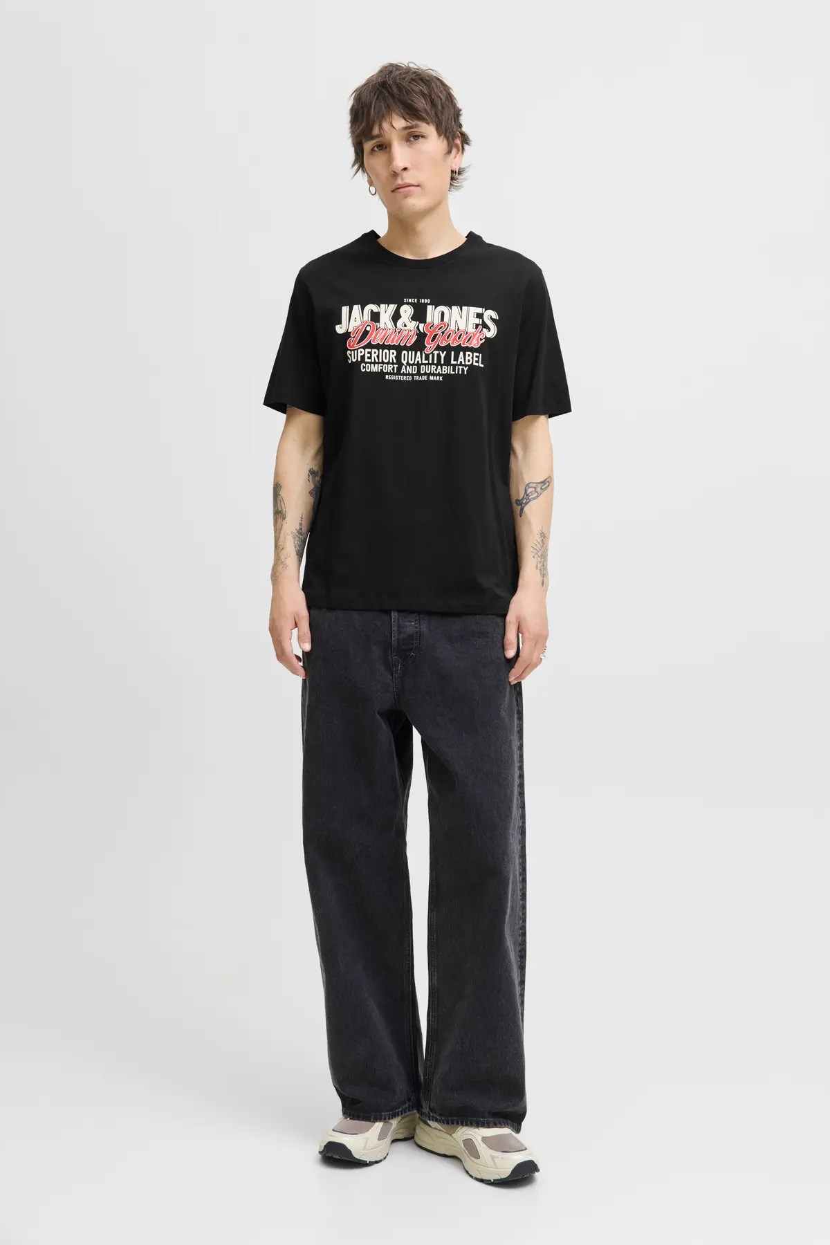 Jack & Jones Jjelogo Erkek Tişört 12279535 Siyah