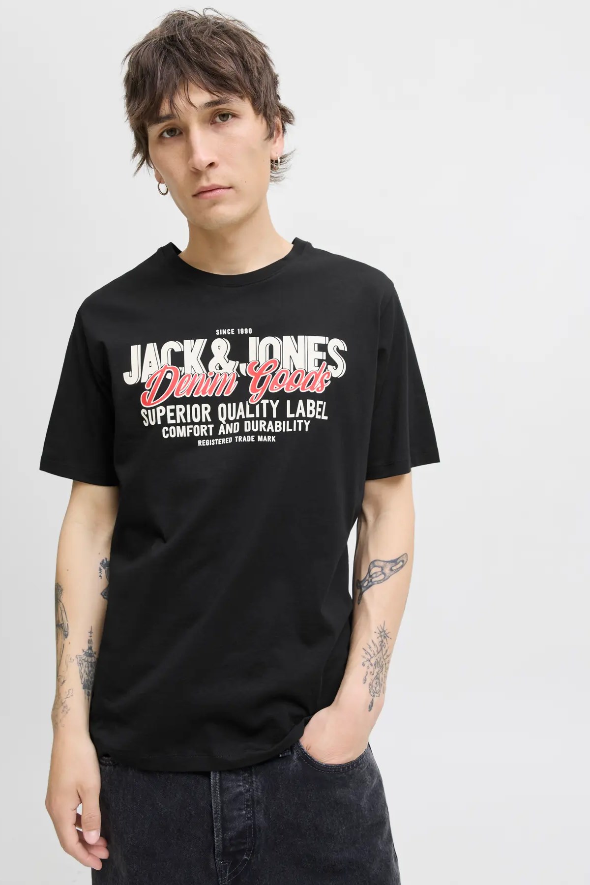 Jack & Jones Jjelogo Erkek Tişört 12279535 Siyah