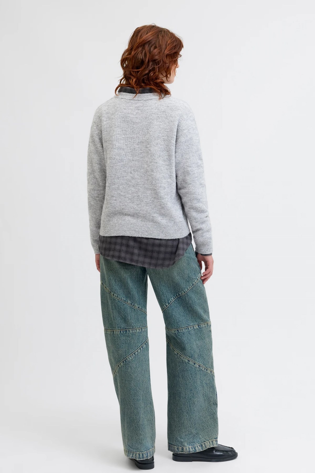 Jack & Jones Jxevi Crew Neck Knit Kadın Kazak Gri