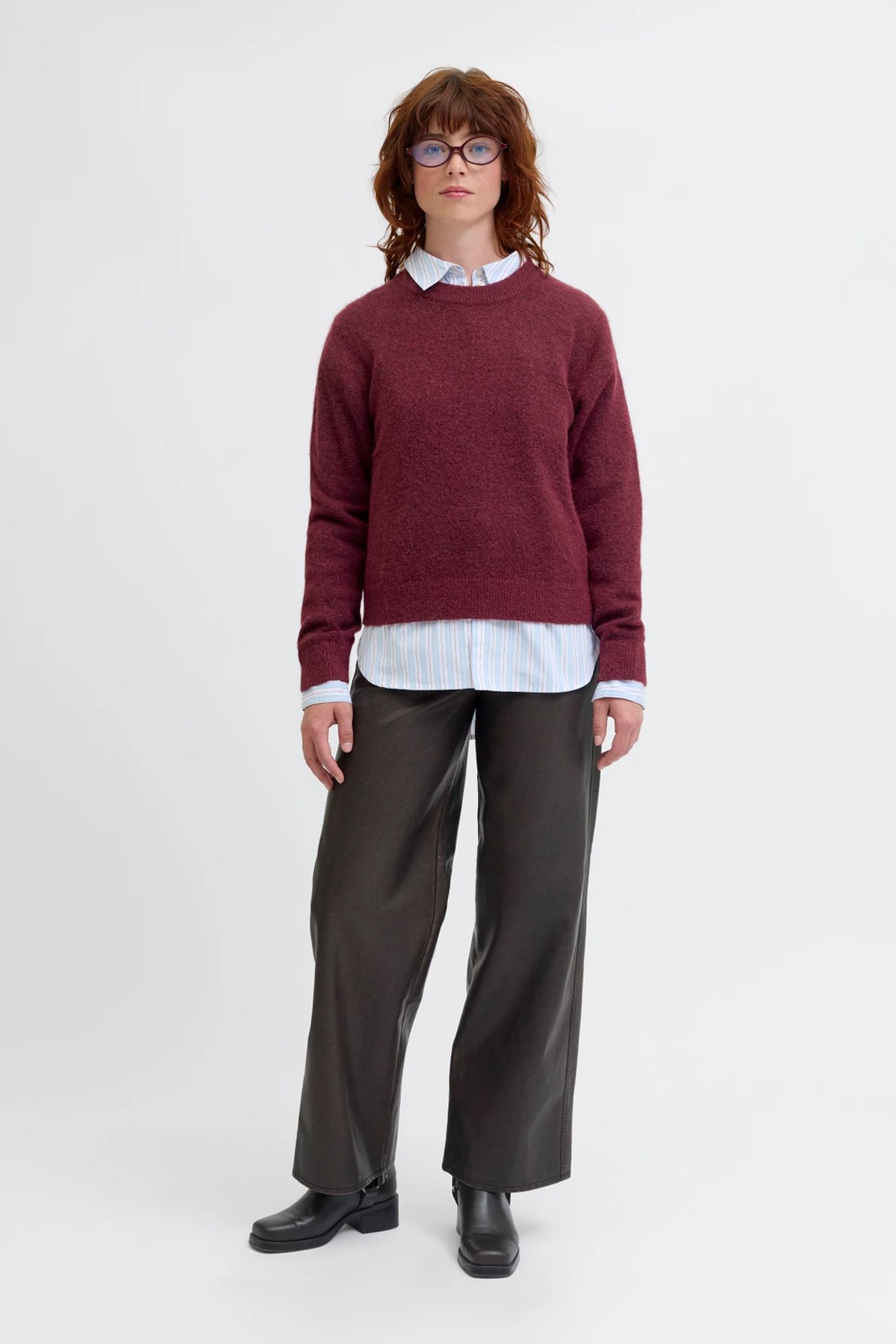Jack & Jones Jxevi Crew Neck Knit Kadın Kazak Kırmızı